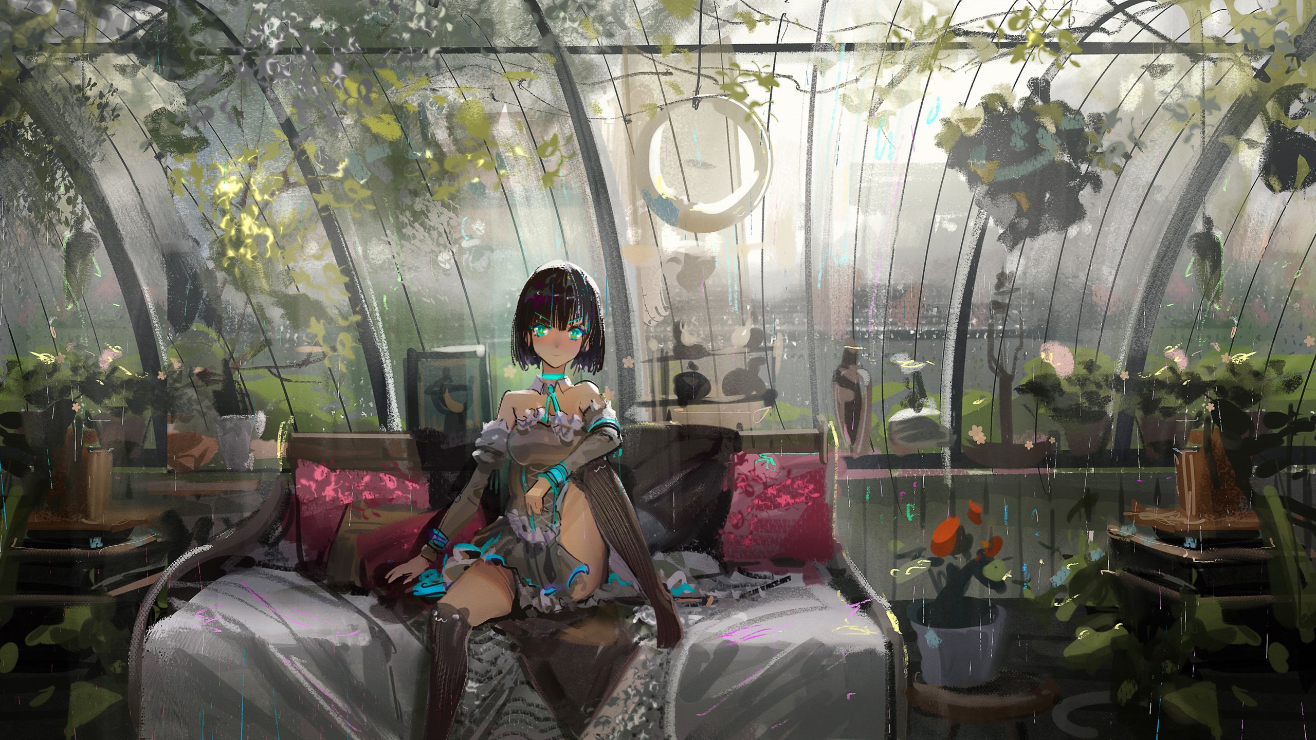 卡通人物 二次元 花圃 阳光