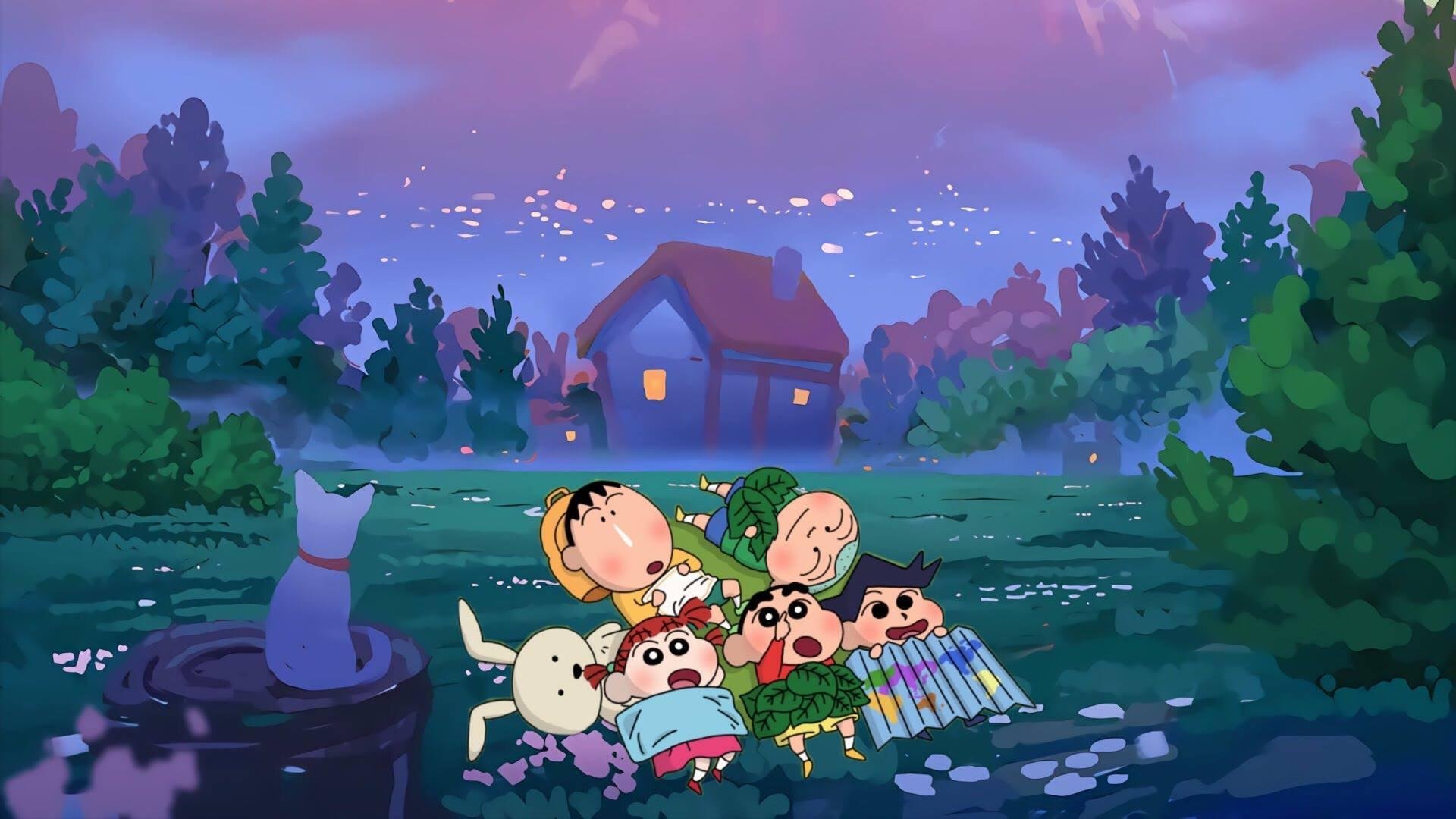 蜡笔小新 风间 星空  郊外