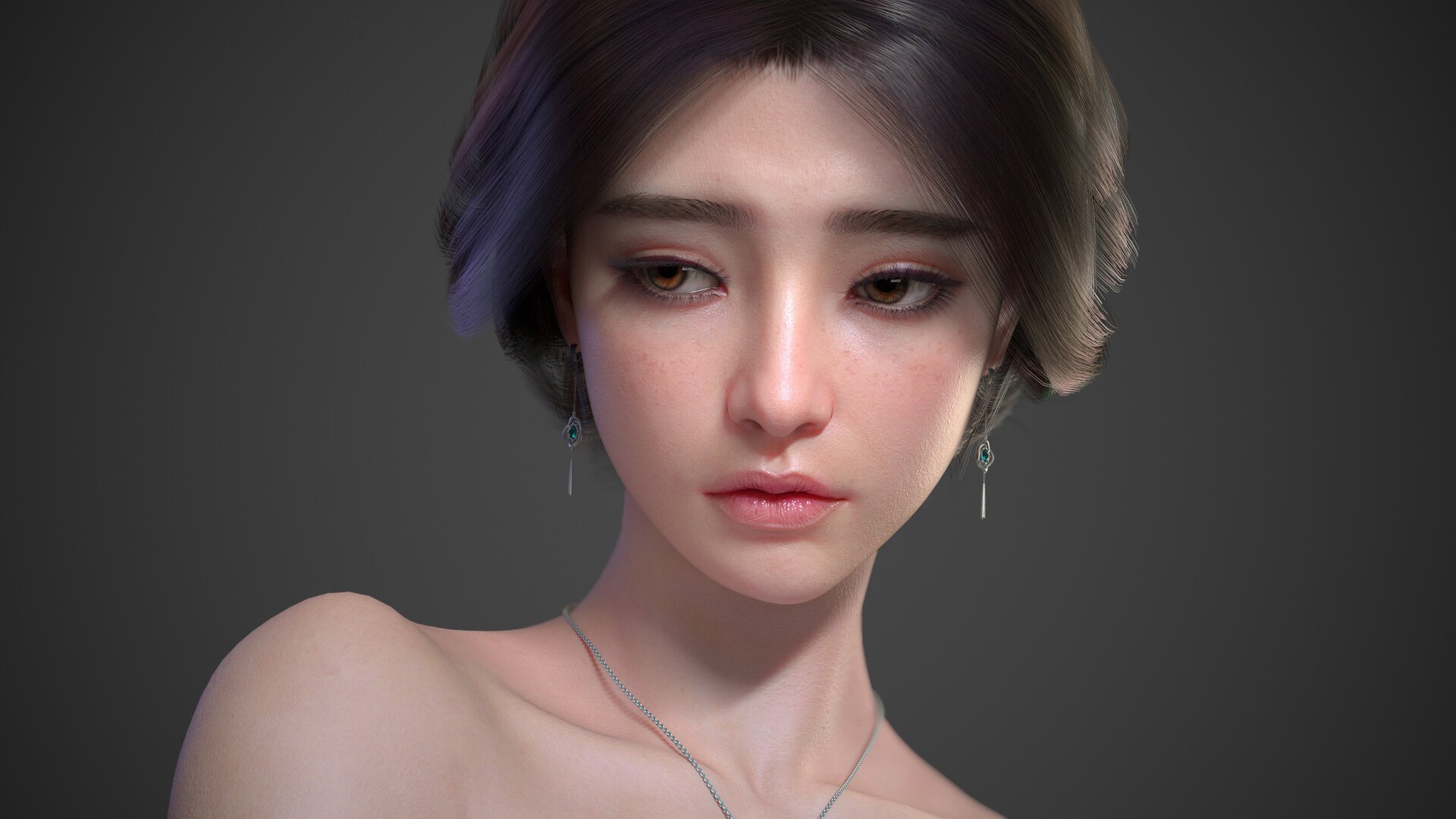 清纯 项链 忧郁的眼神