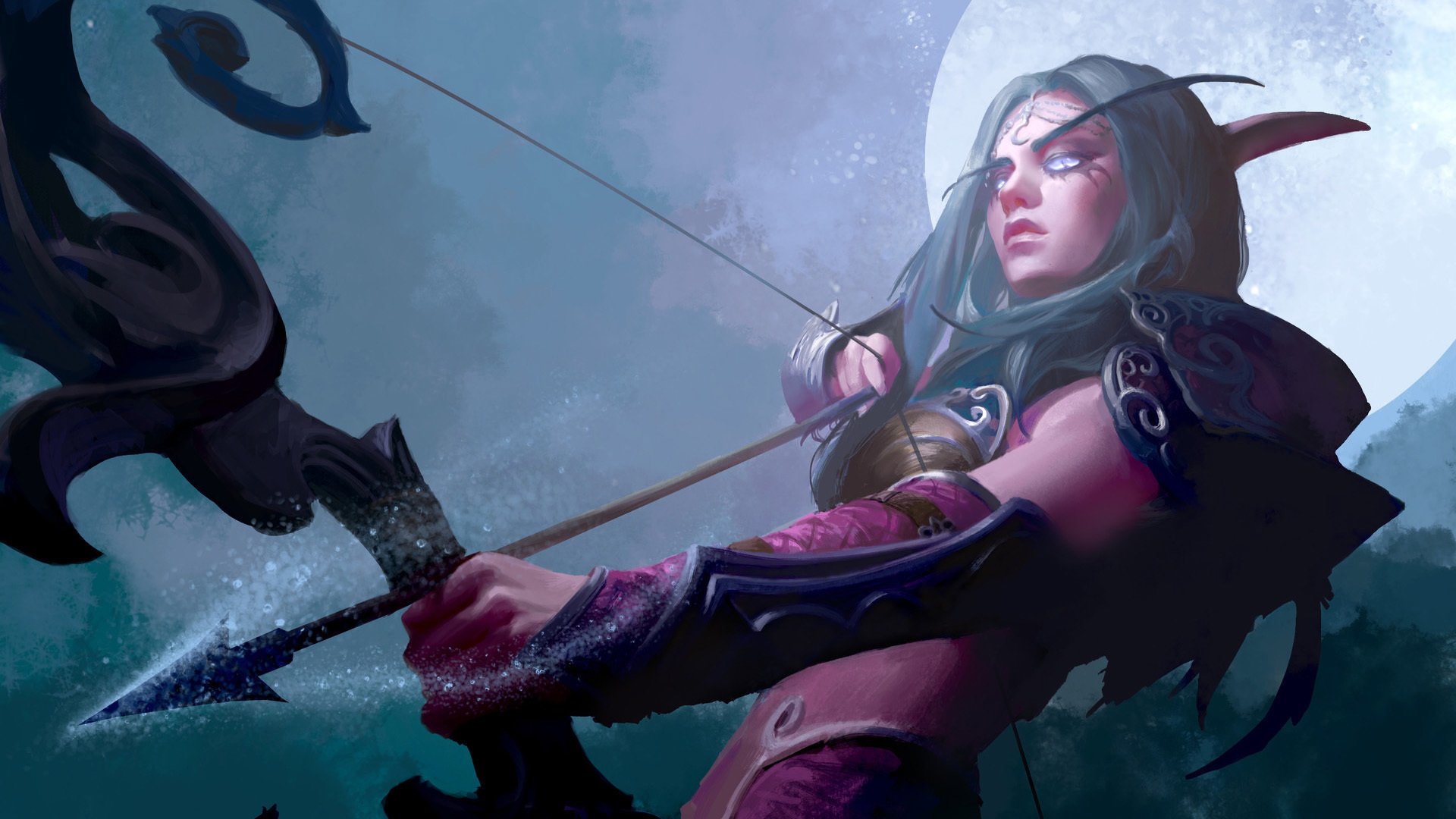 魔兽世界 暗夜 精灵 弓箭 月亮 射手