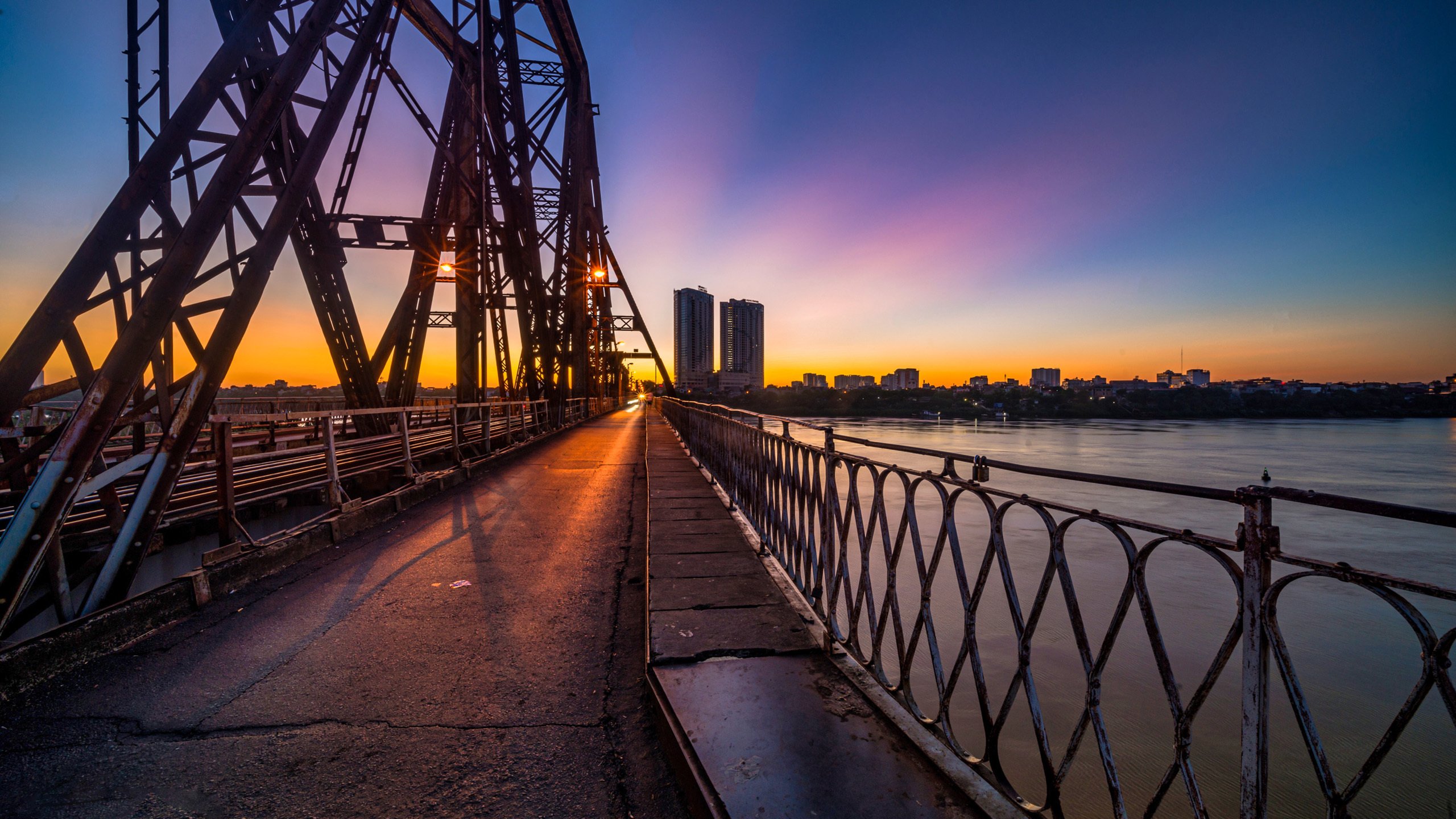 城市夜景 跨海大桥 夜幕