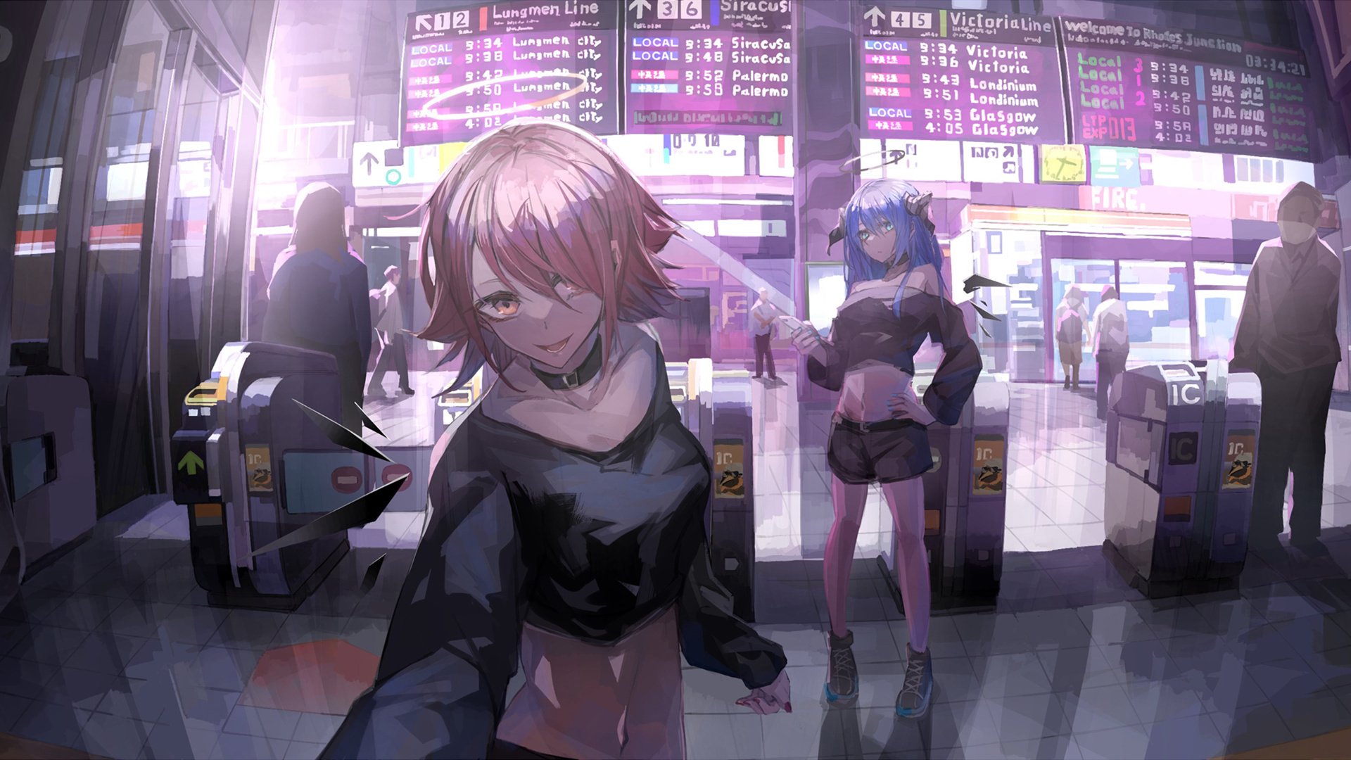 卡通人物 天使 车站 地铁