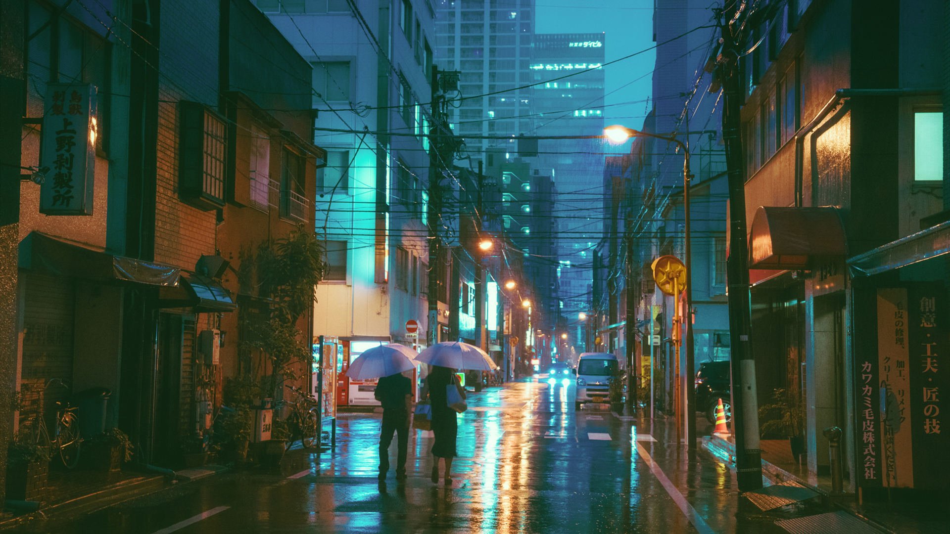 城市夜景 雨夜 灯光 日本街头