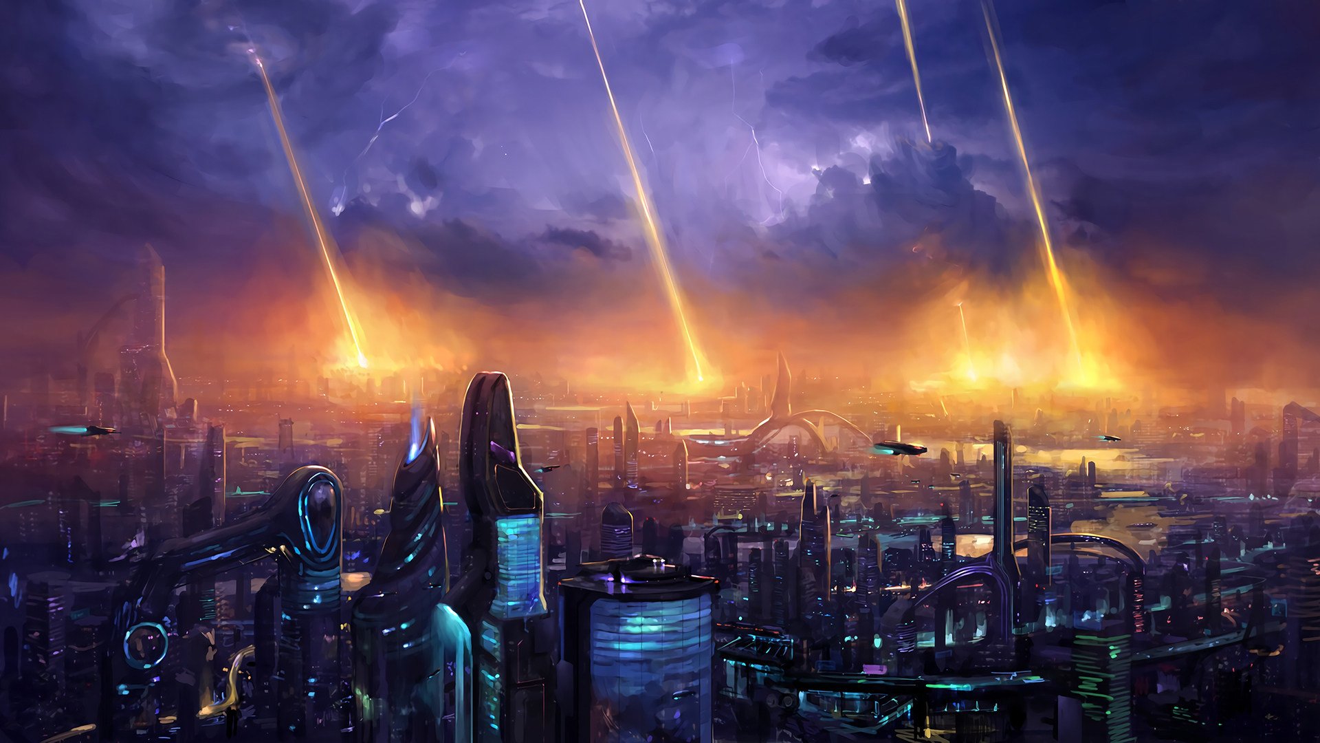 未来 城市 流星 末日