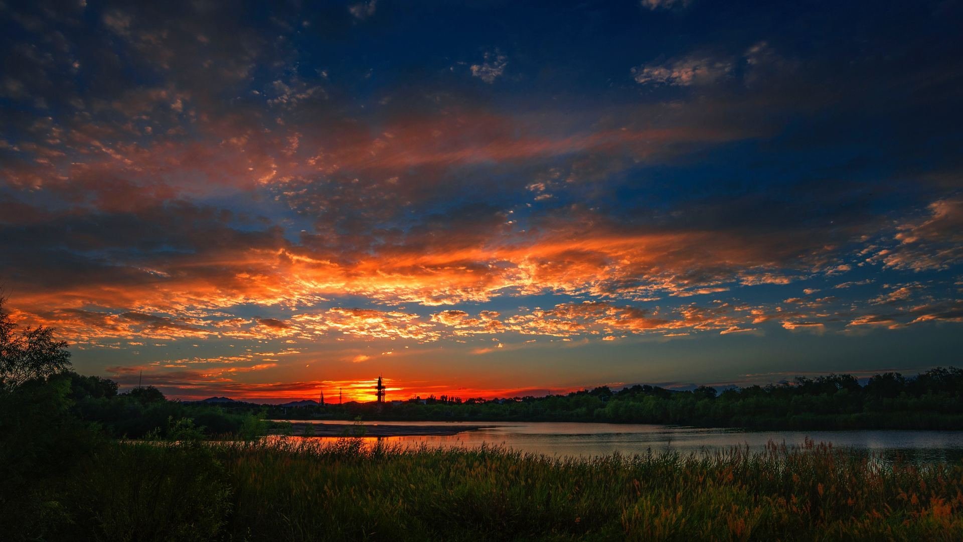 落日余晖  夕阳 红霞 晚霞