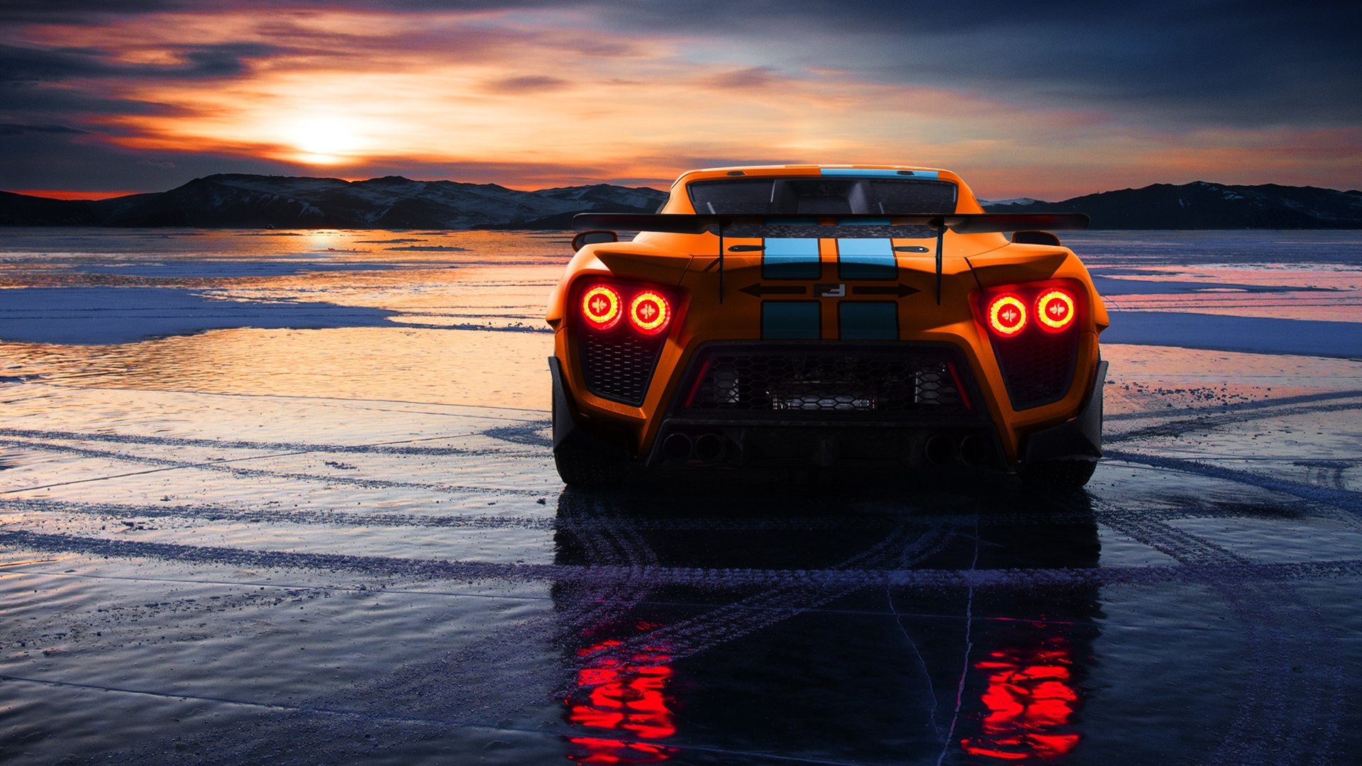 跑车 车灯 车尾