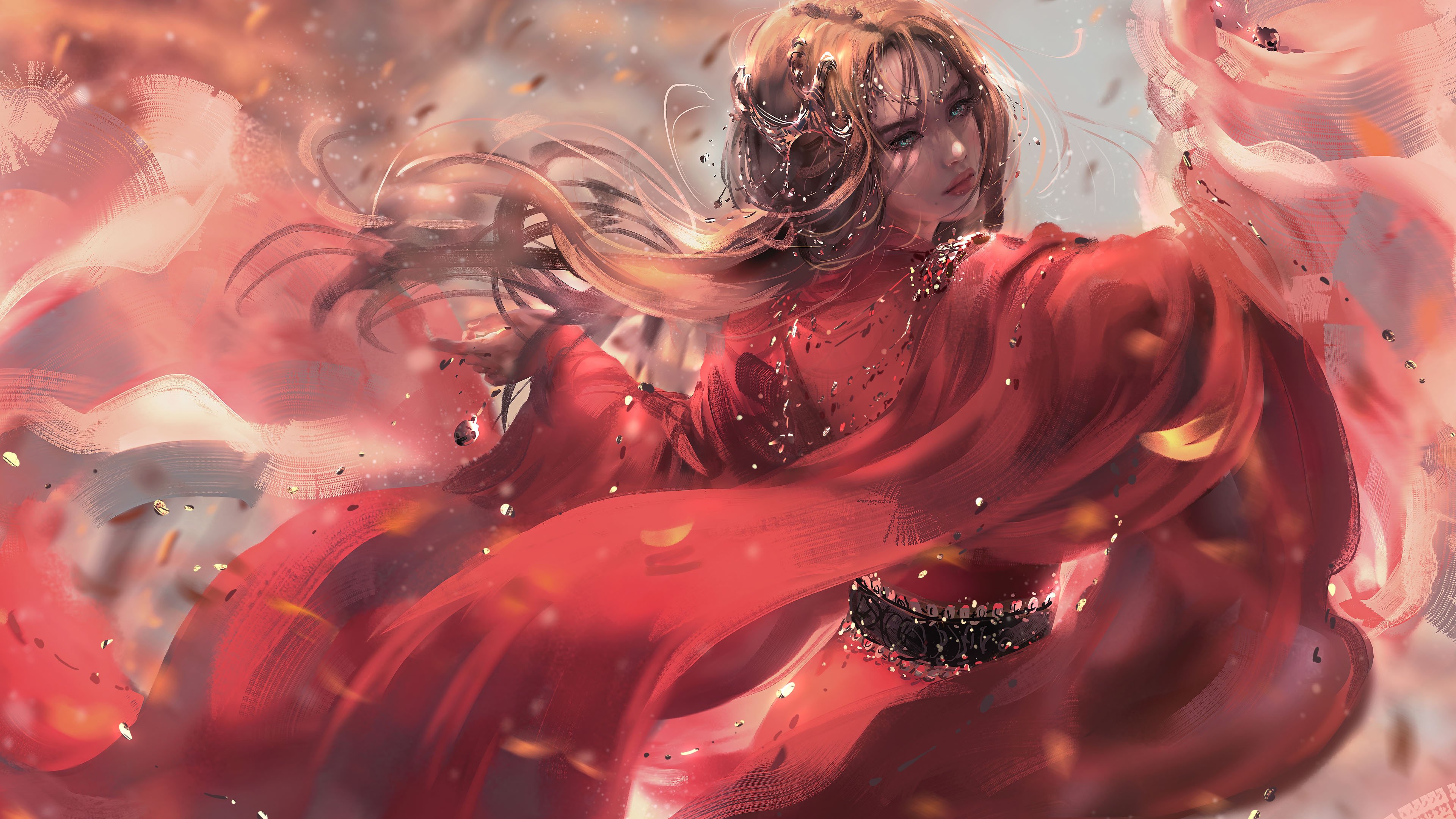 古风 首饰 红衣少女 翩翩起舞