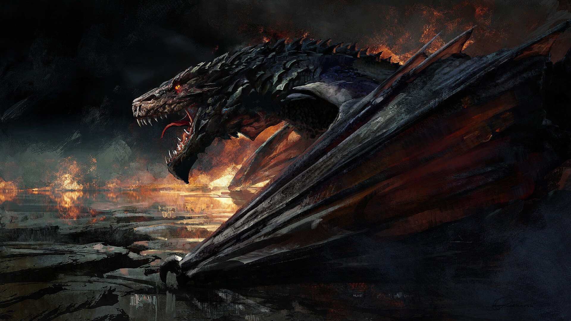 火龙 龙息 飞翔 野兽 飞龙 火海