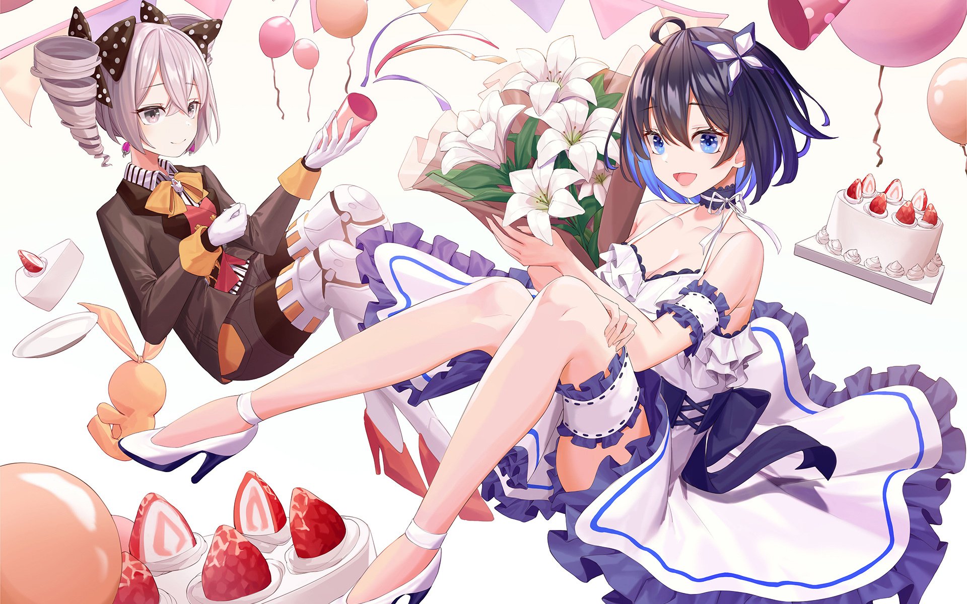 蝴蝶 环绕的  动漫 美女