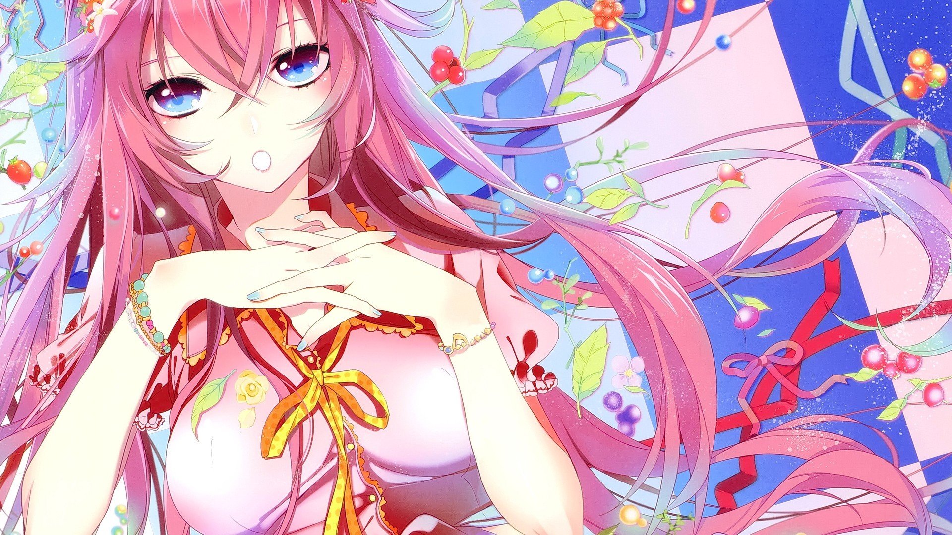 动漫 粉发 美女 插画