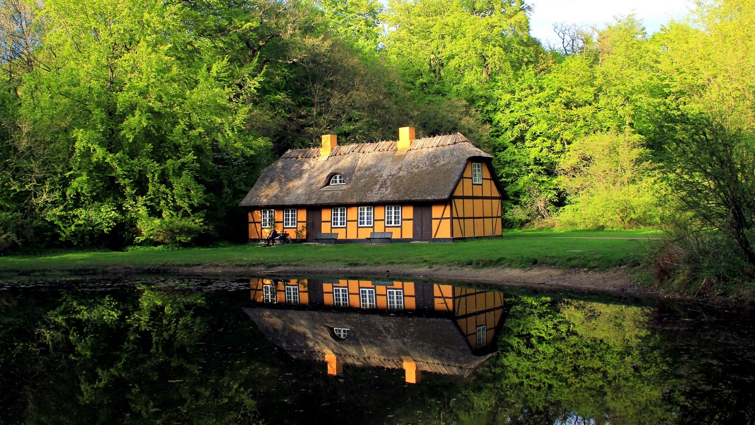 自然风光 湖 小屋