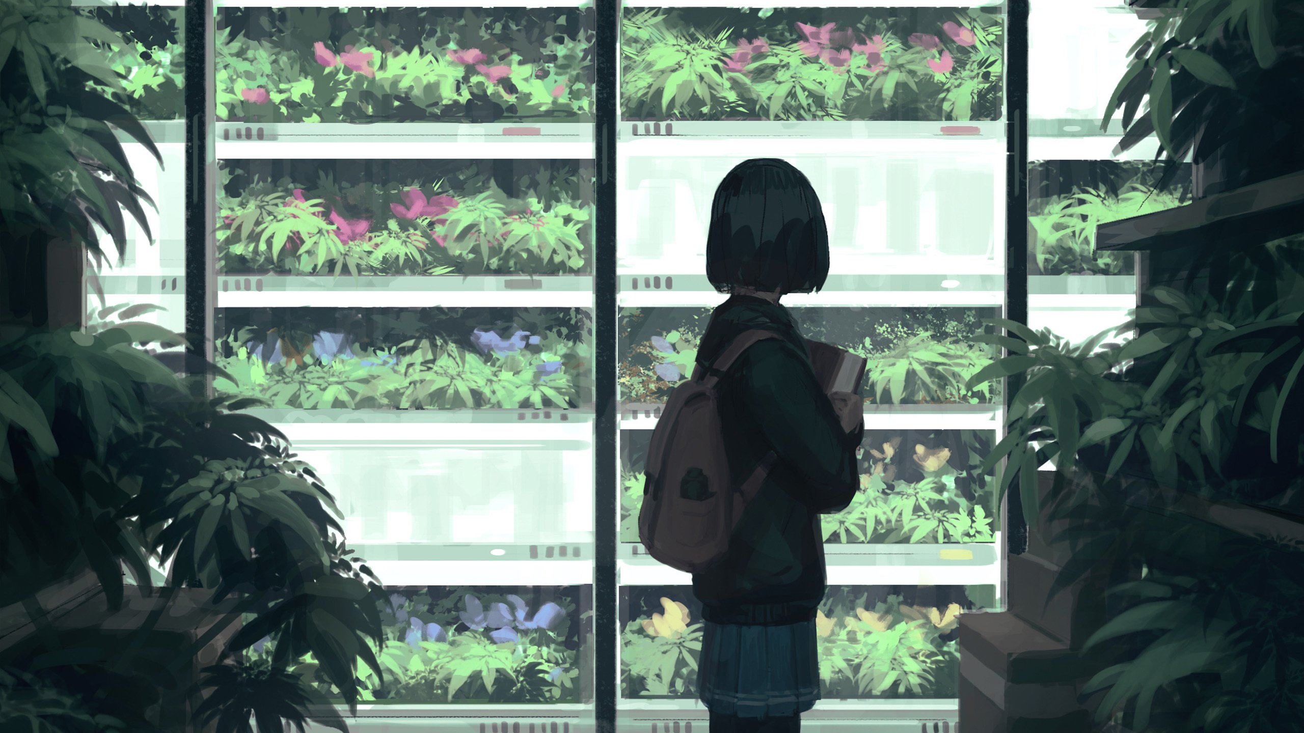 花店 书包 放学后 校服