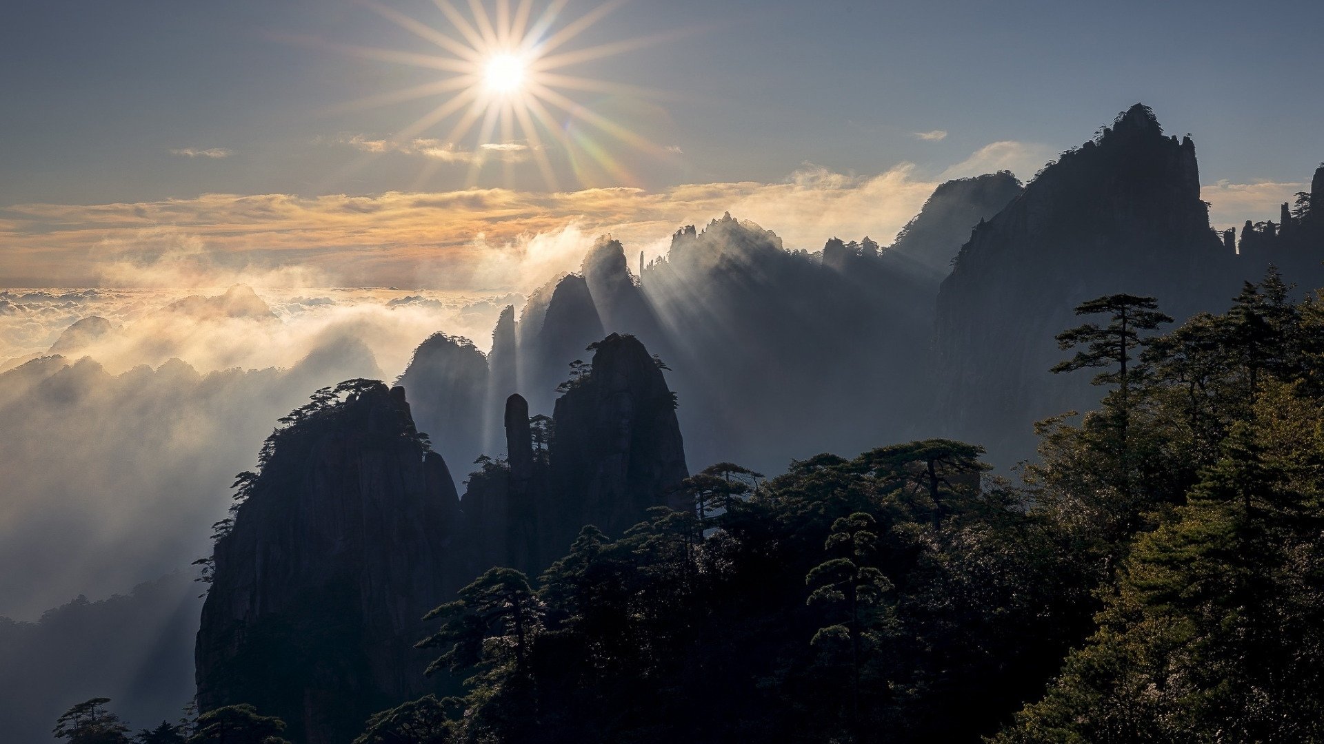 自然风光 日出 云海 黄山