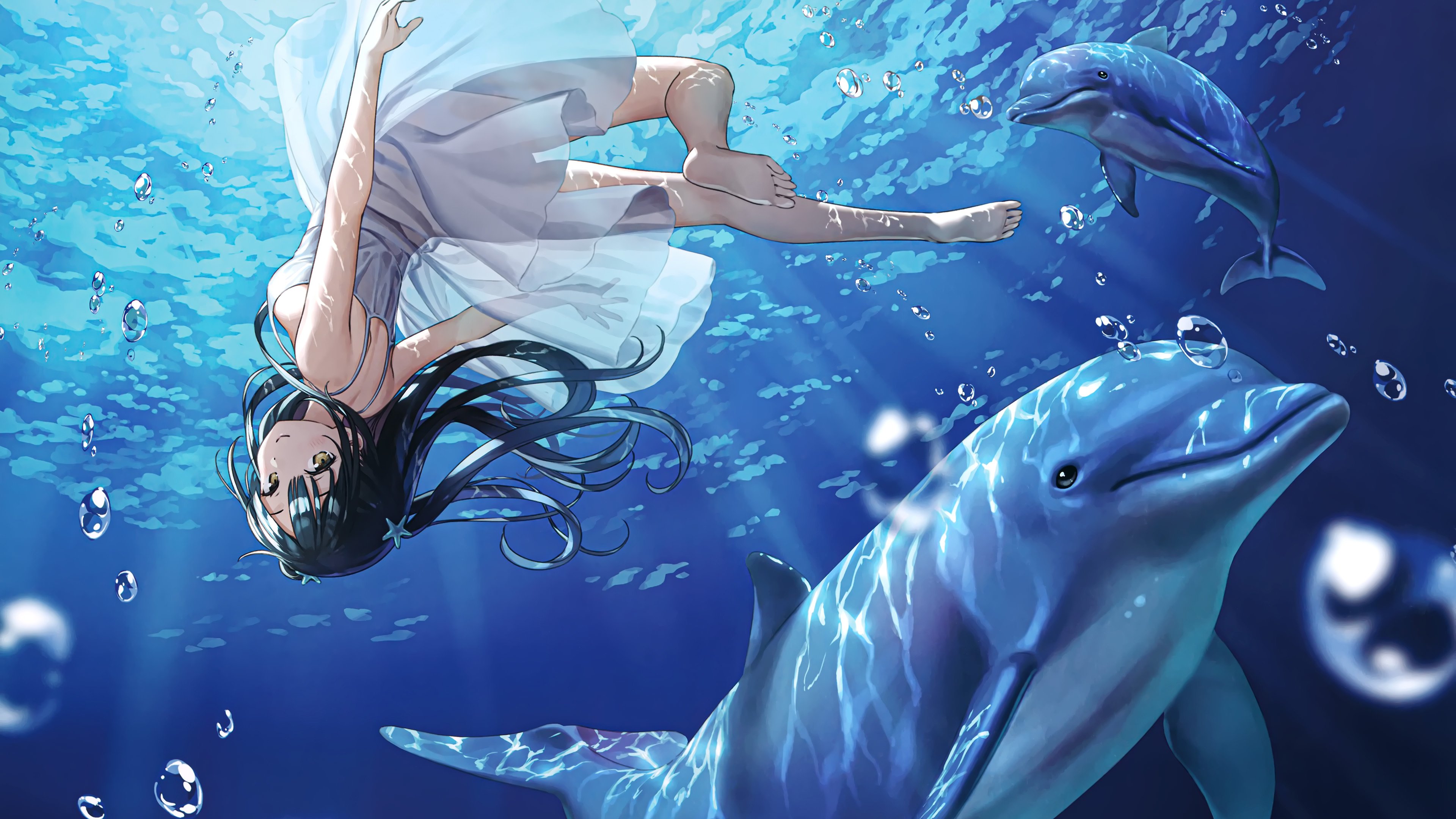 海豚 深海 女孩