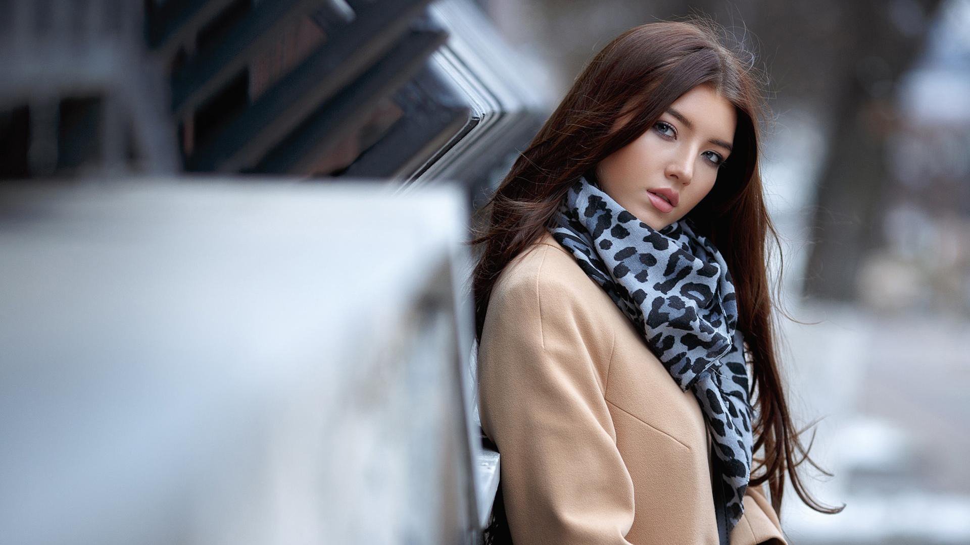 欧美女神 围巾 豹纹 长发 棕色皮肤
