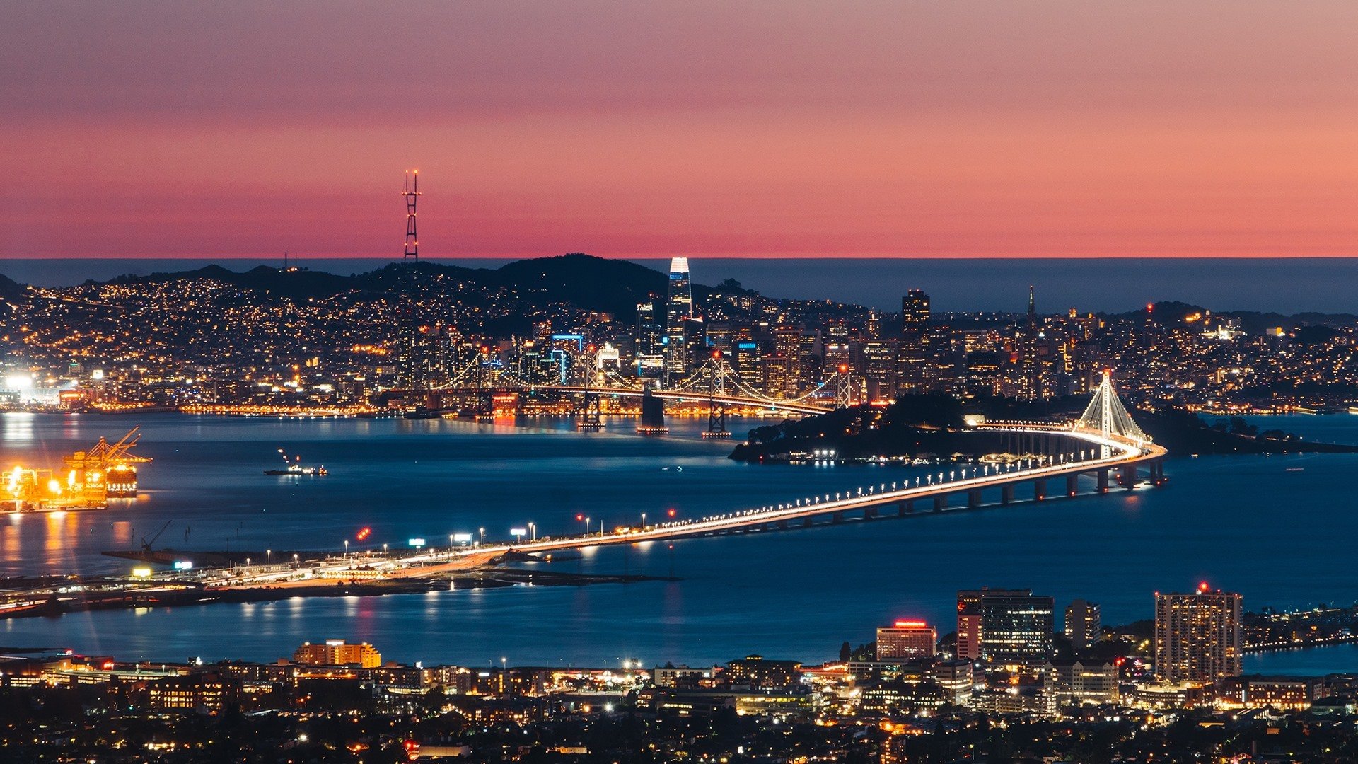 城市夜景 洛杉矶 跨海大桥 好莱坞