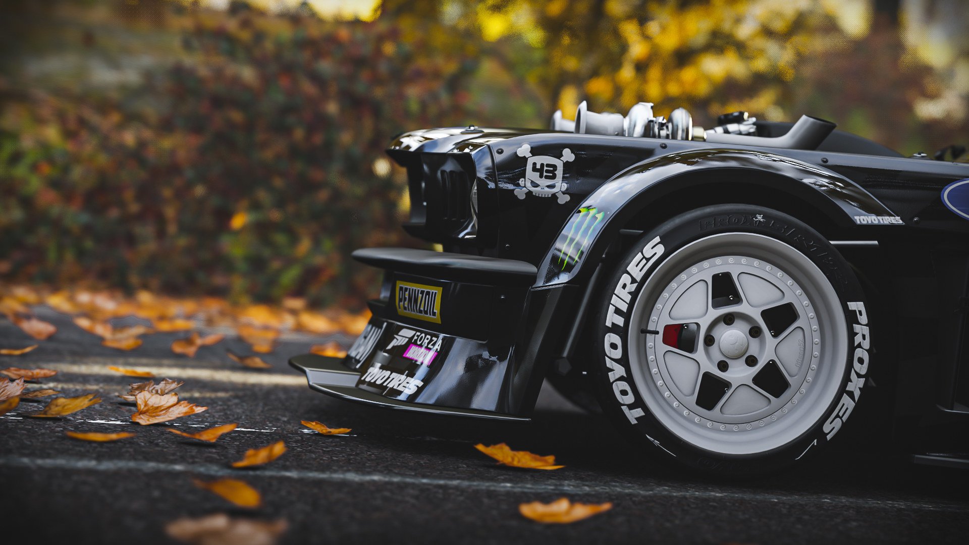 跑车 秋天 落叶