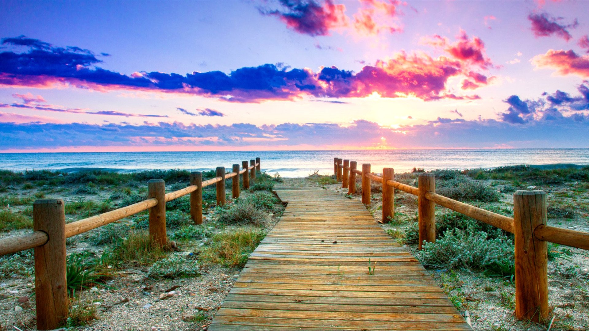 落日余晖 夕阳 栈桥