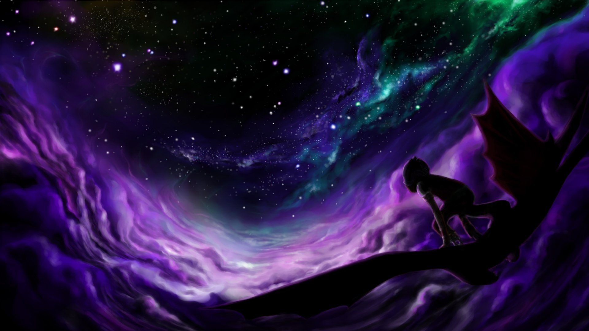 动漫  星空 少女  夜晚