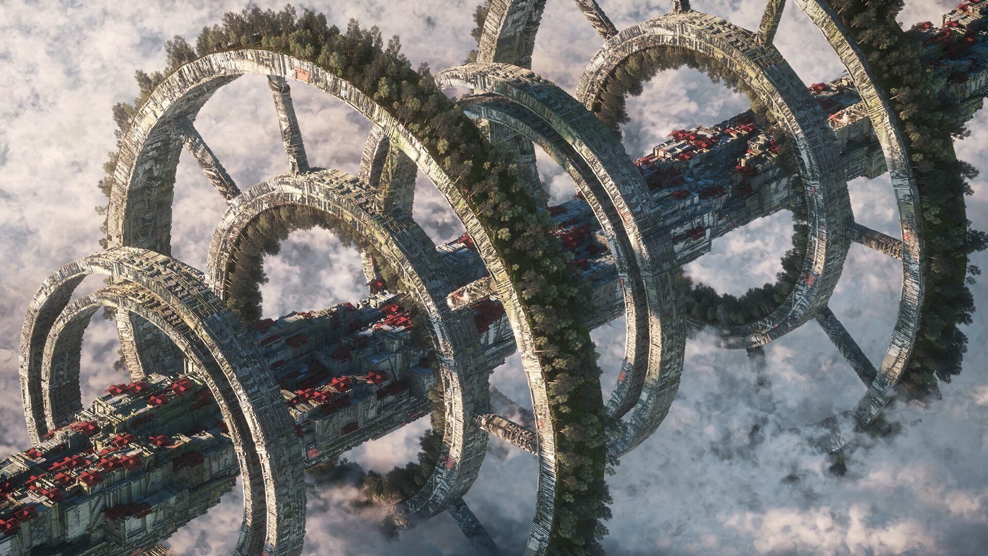 主机游戏 空间站 树林  天空