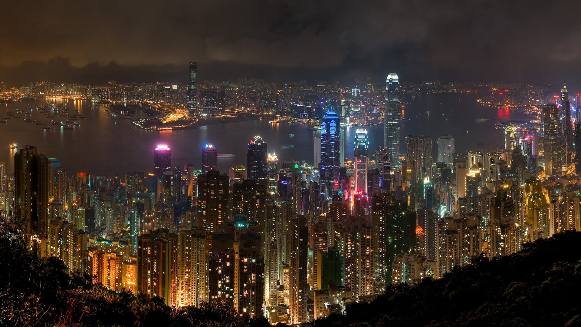 城市夜景 香港 东方明珠