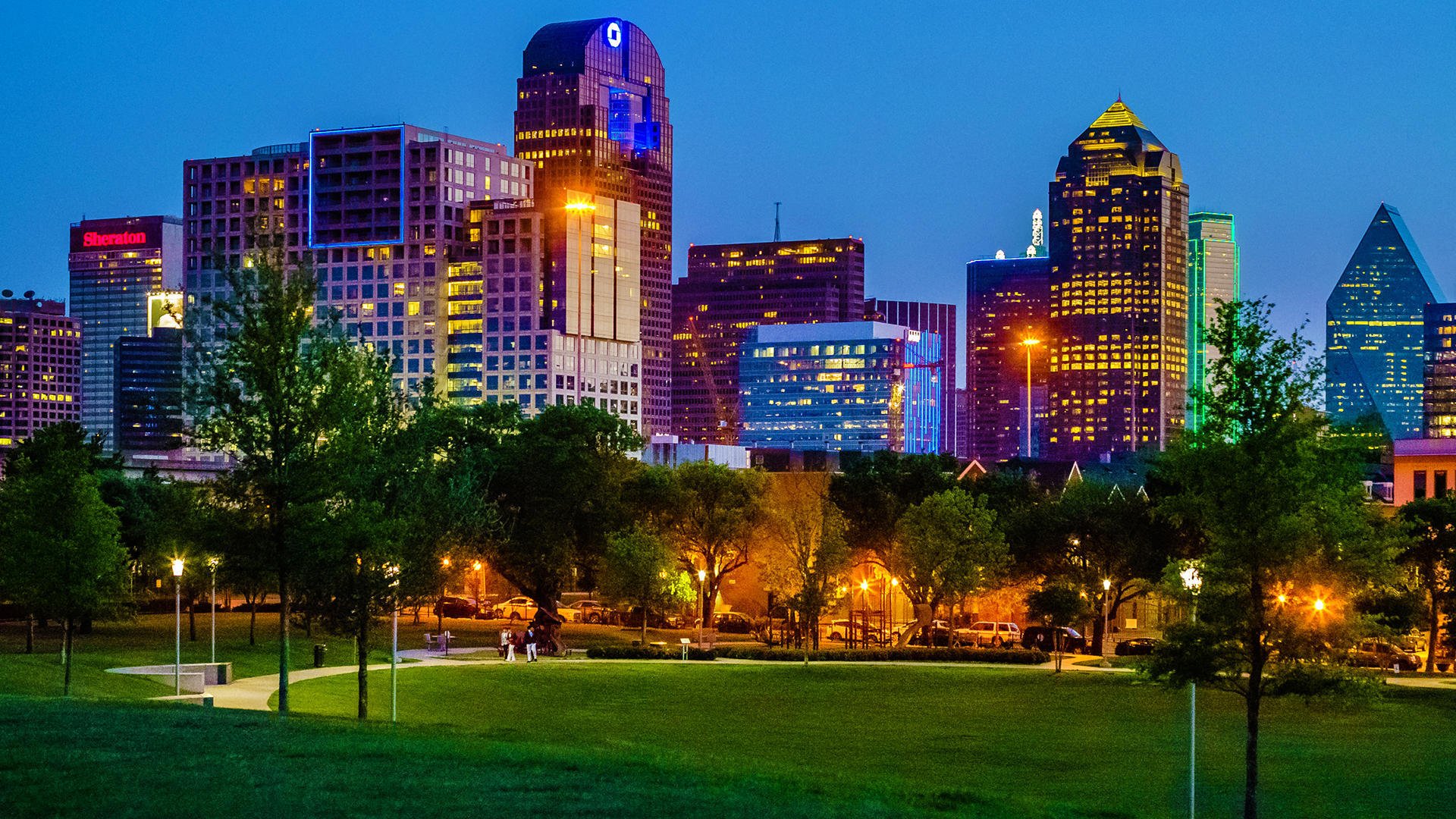 城市夜景 灯光 公园