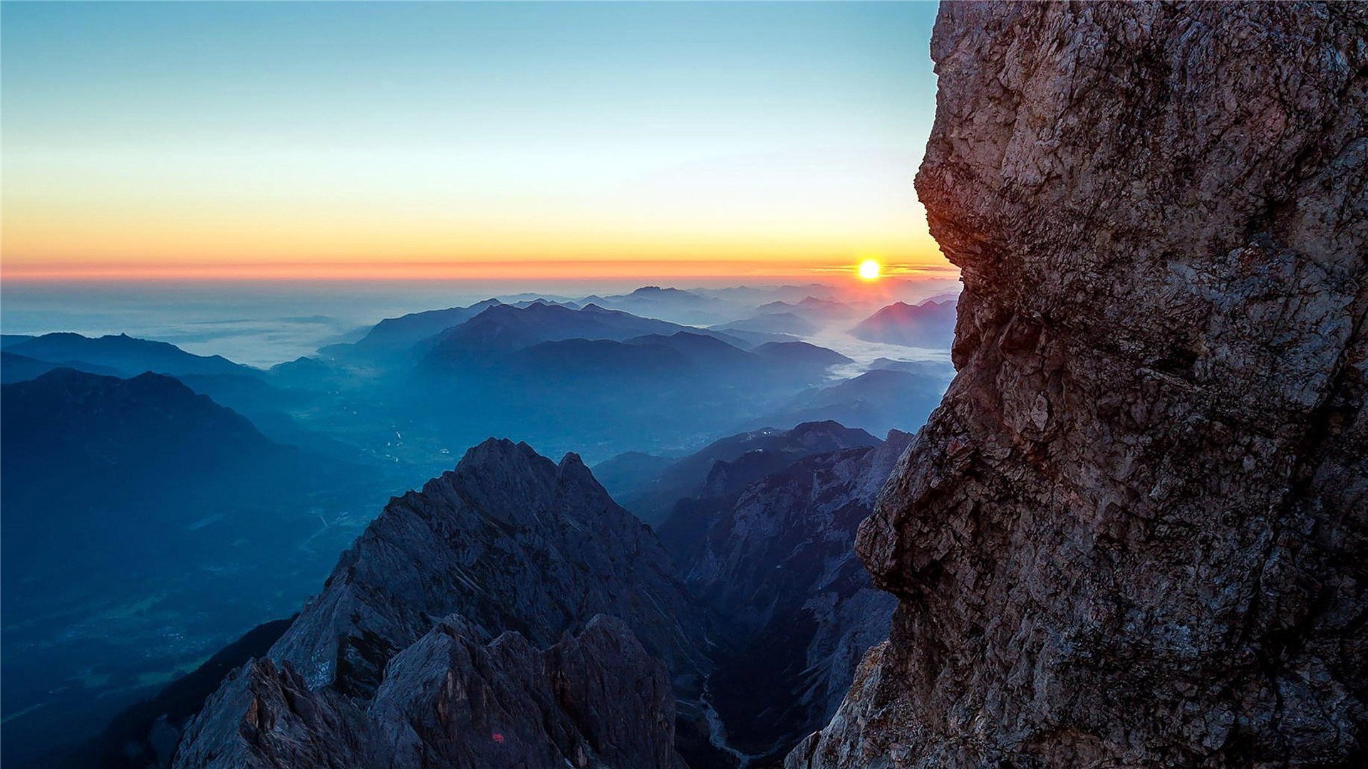 自然风光 日出 群山 山峰 云海