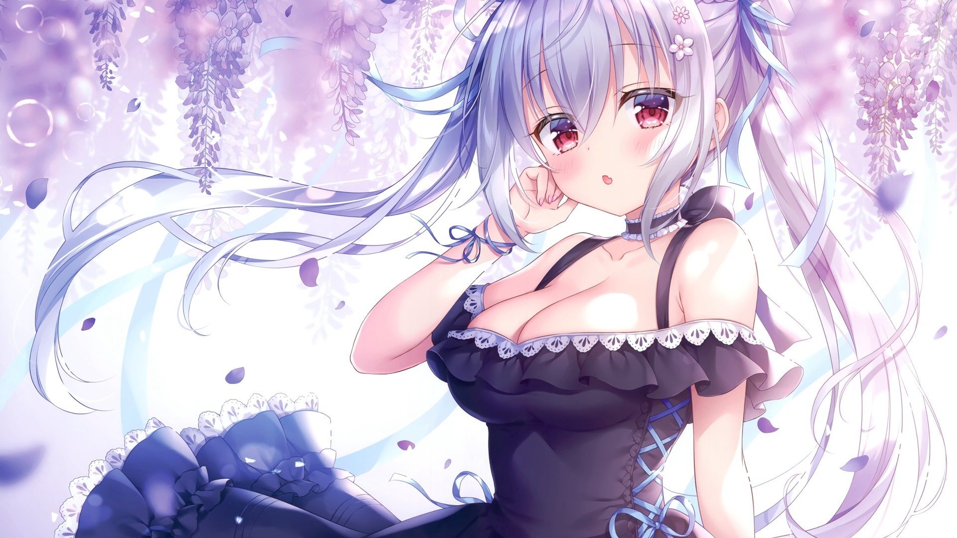 卡通人物 花瓣 礼服 长发