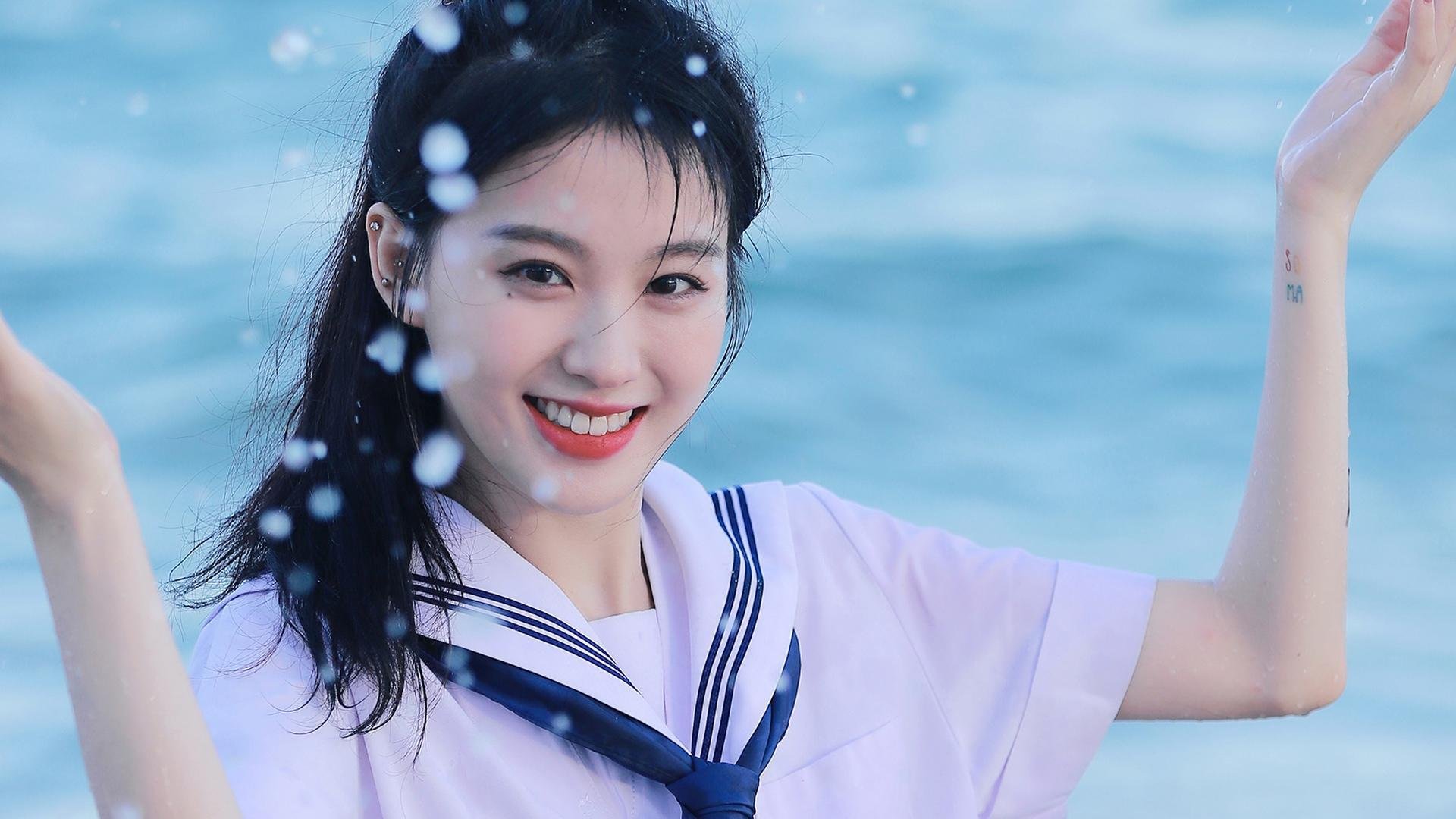 清纯 迷人 海边 气质 水手服