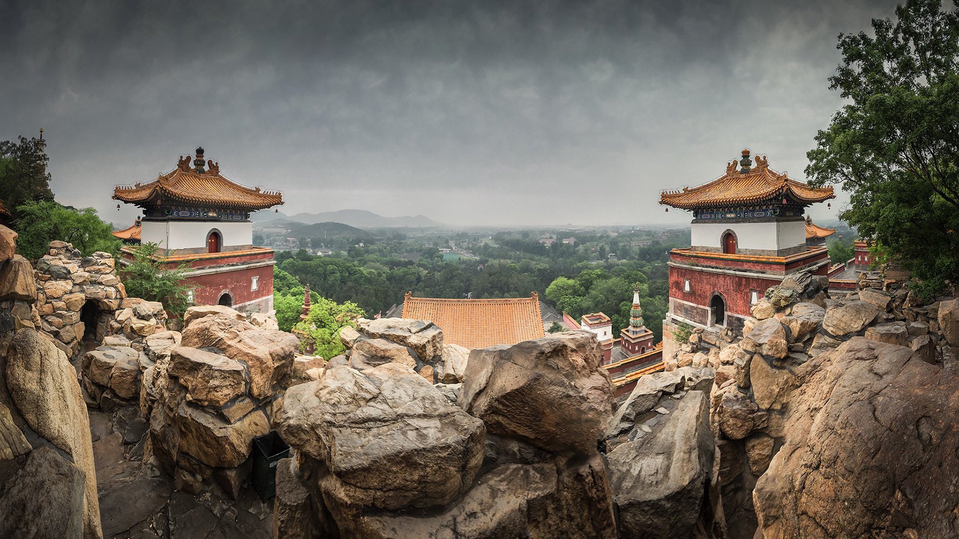 寺庙 假山 园林 庄严