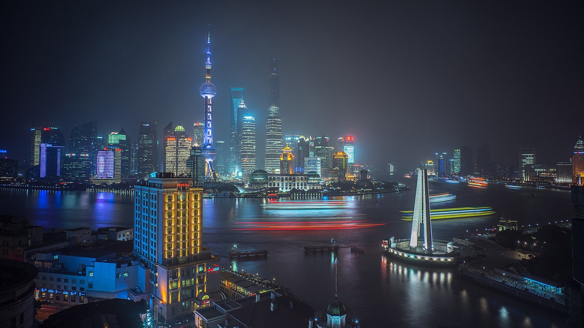 城市夜景 上海 外滩 灯光 中国