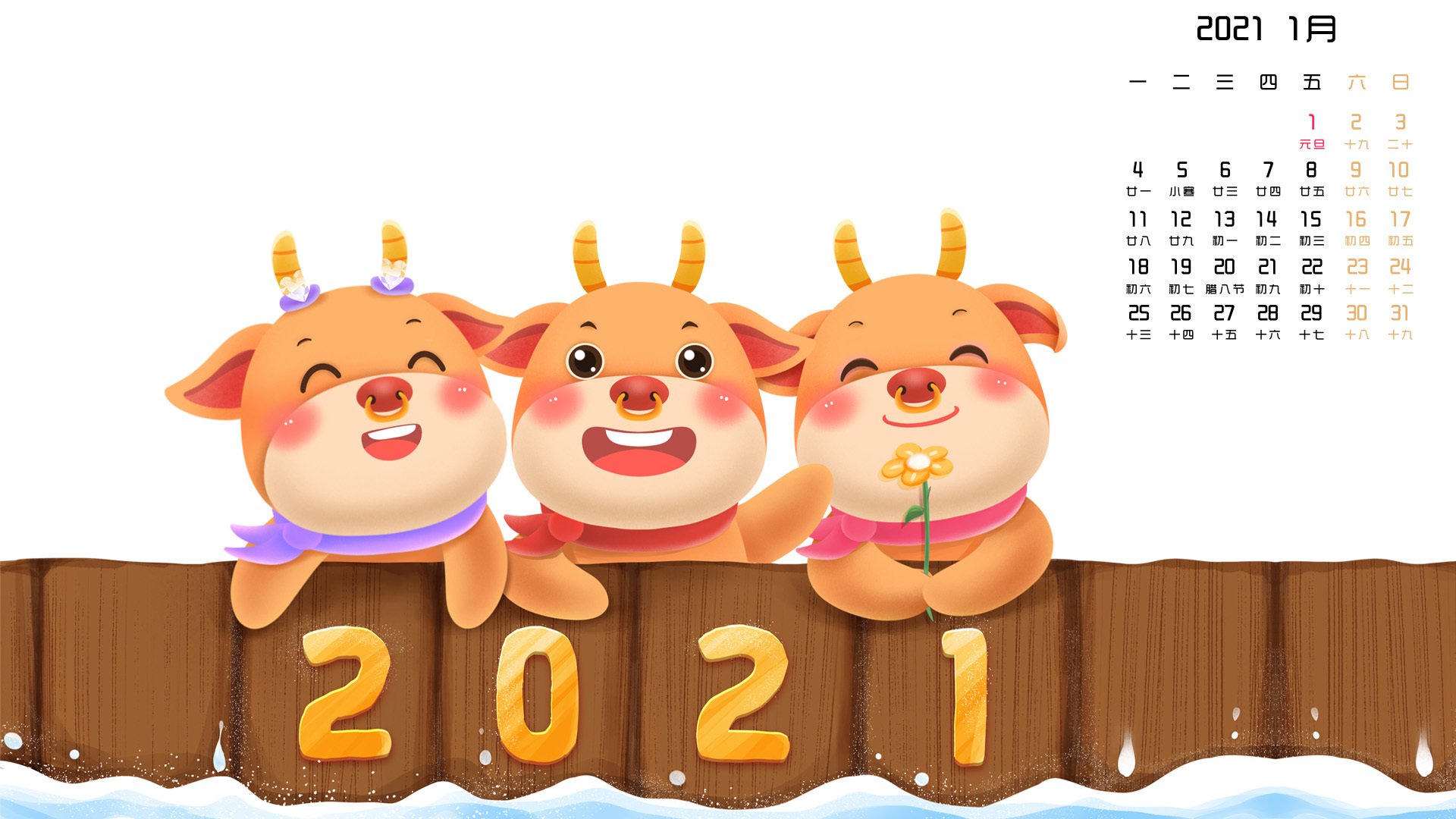 月历 日历 2021年1月