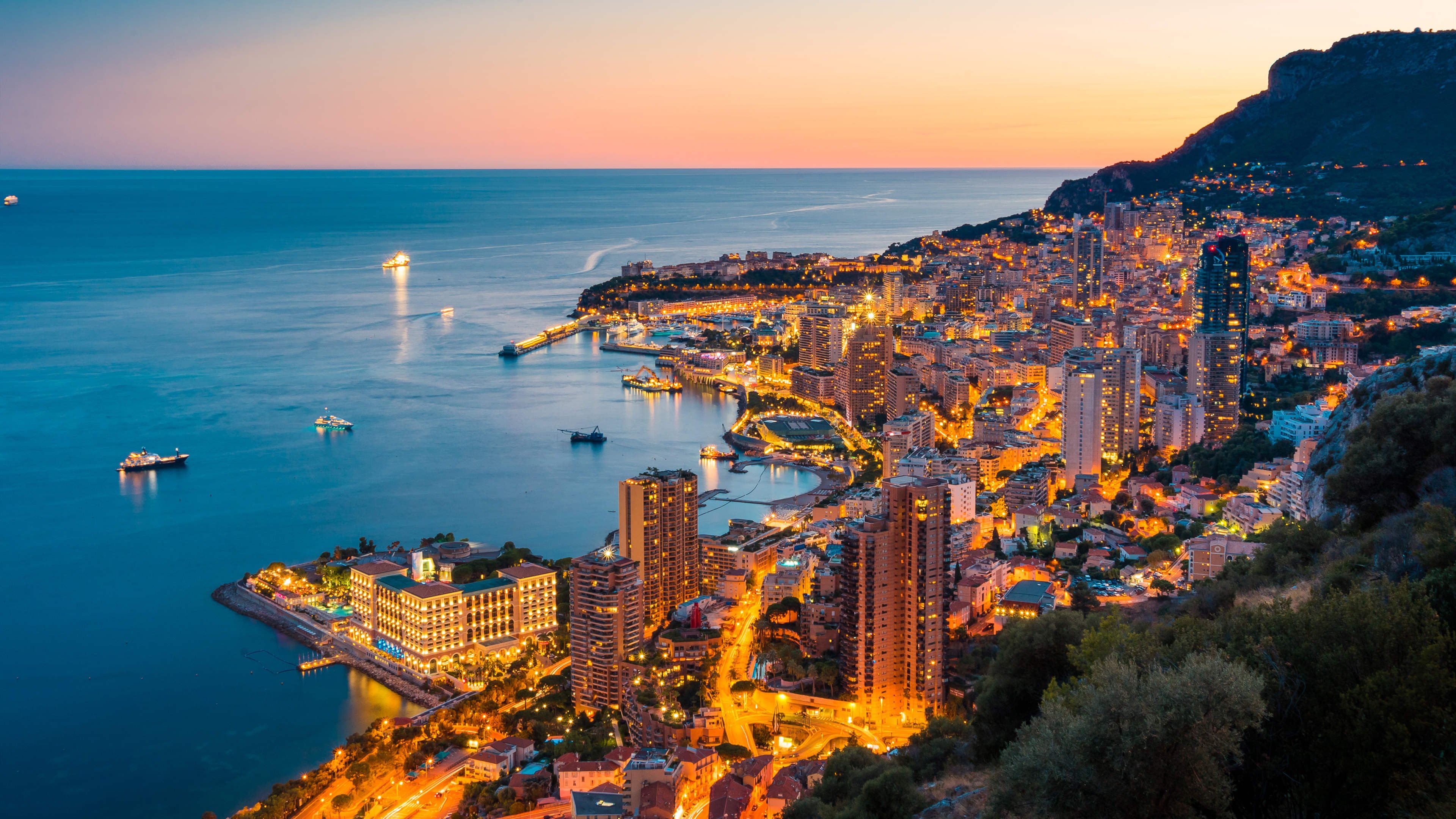 城市夜景 摩纳哥 海滨