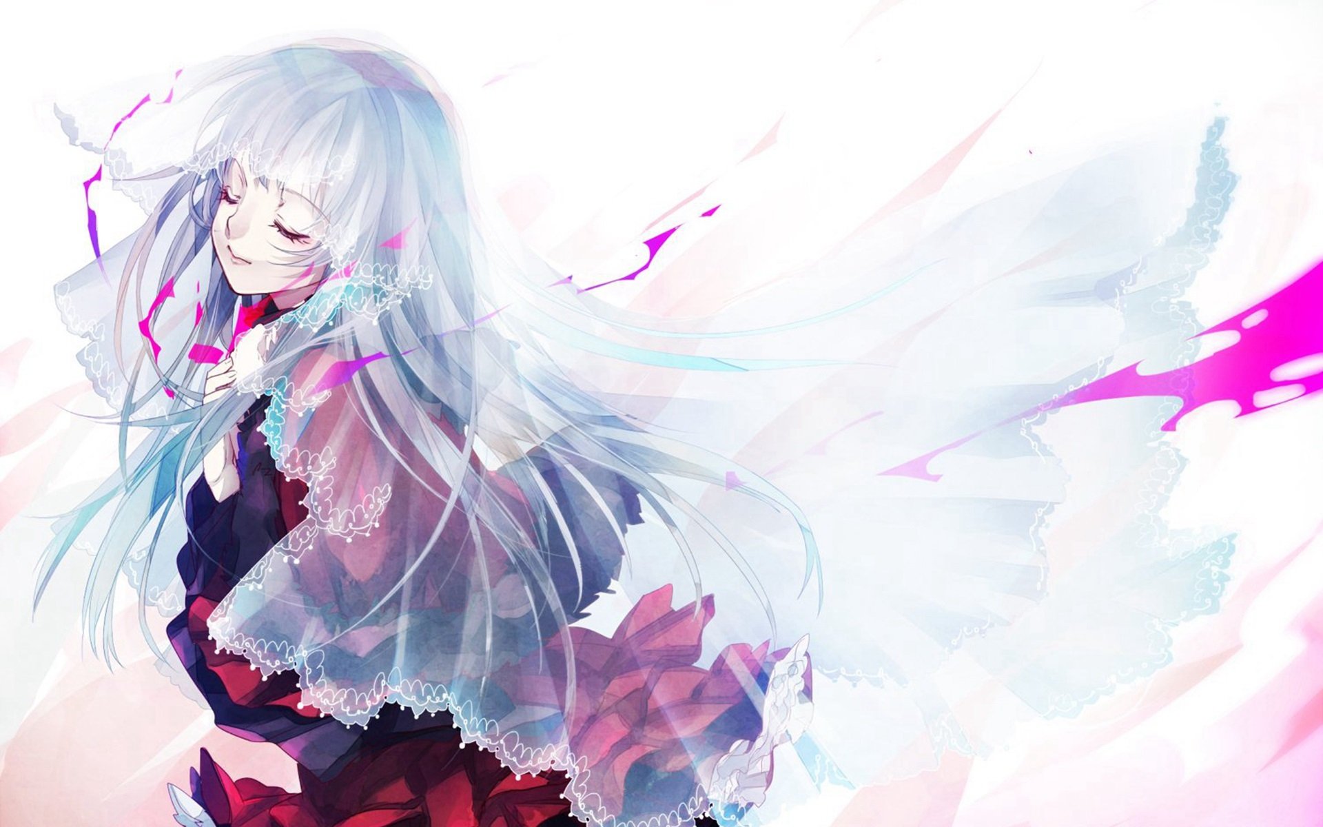 卡通人物 二次元 长发 微风