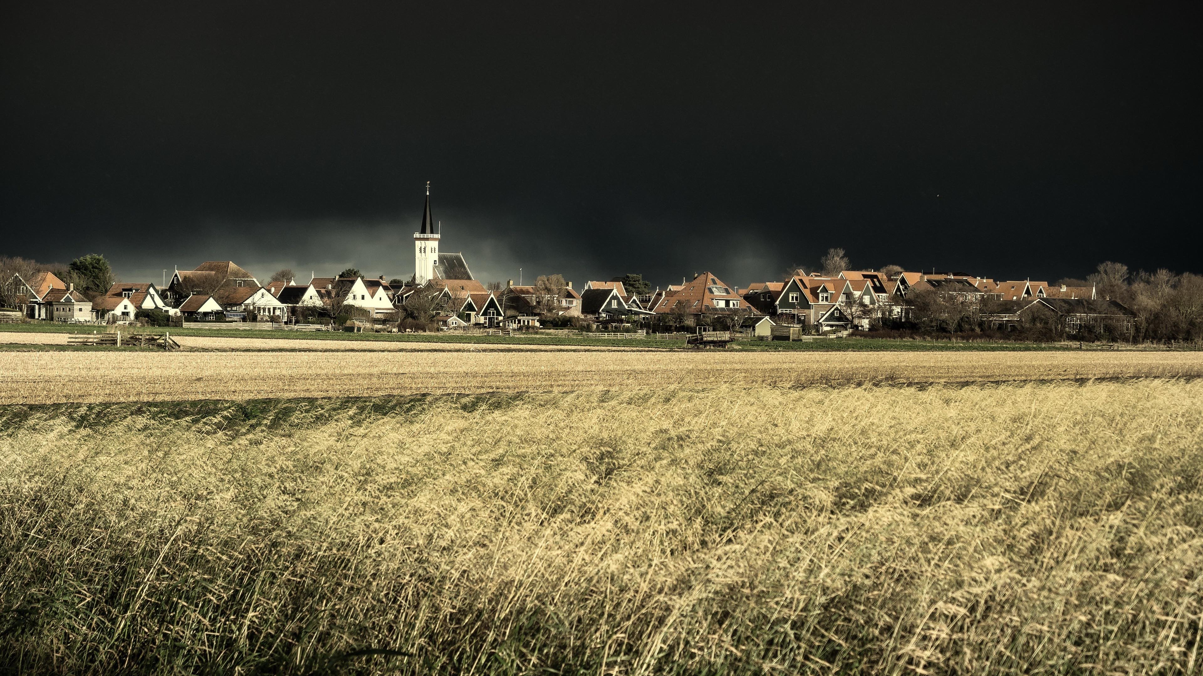 自然风光 大农场 夜幕降临 小镇