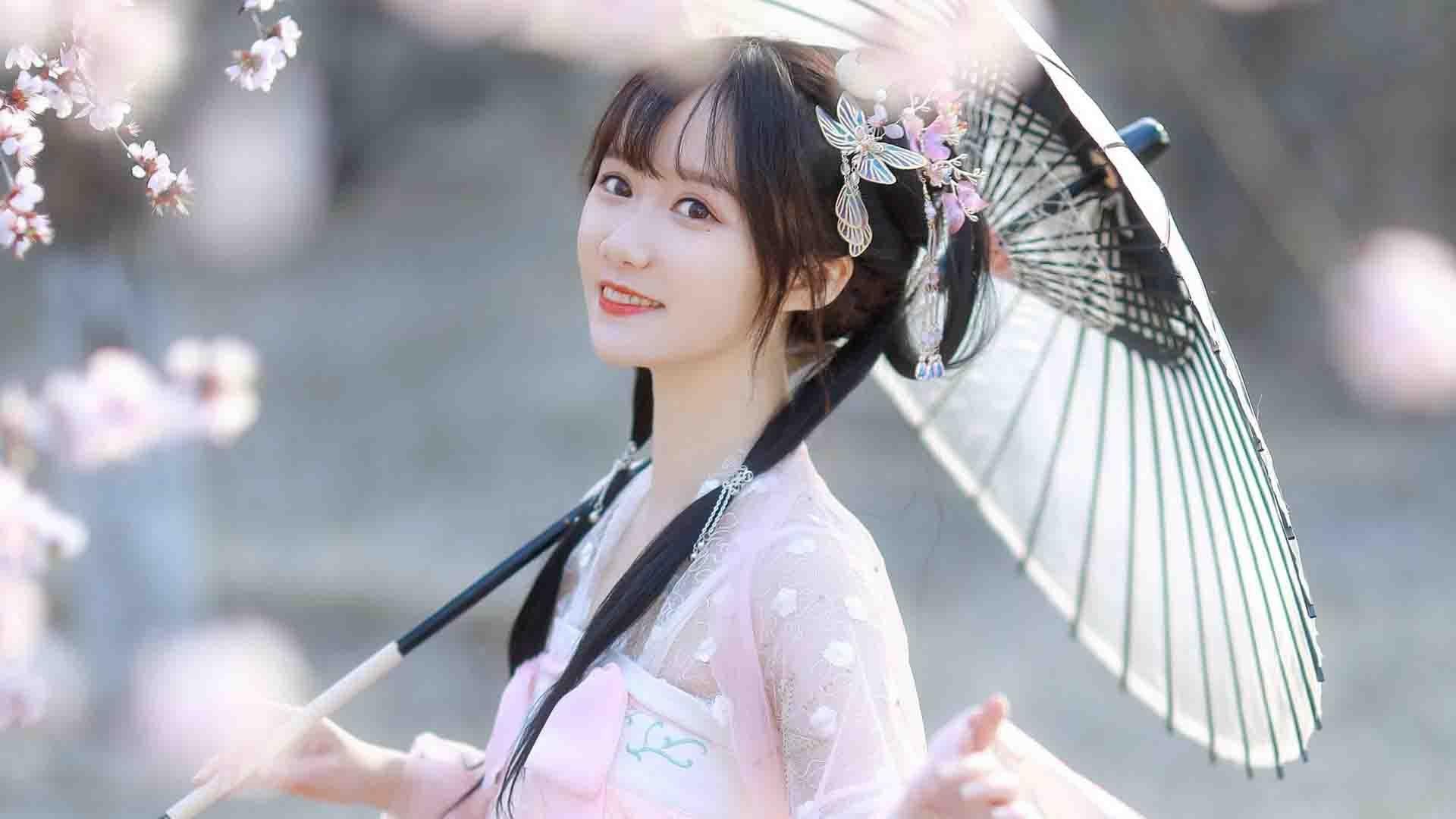 古风文艺 樱花 仙女 古装 伞