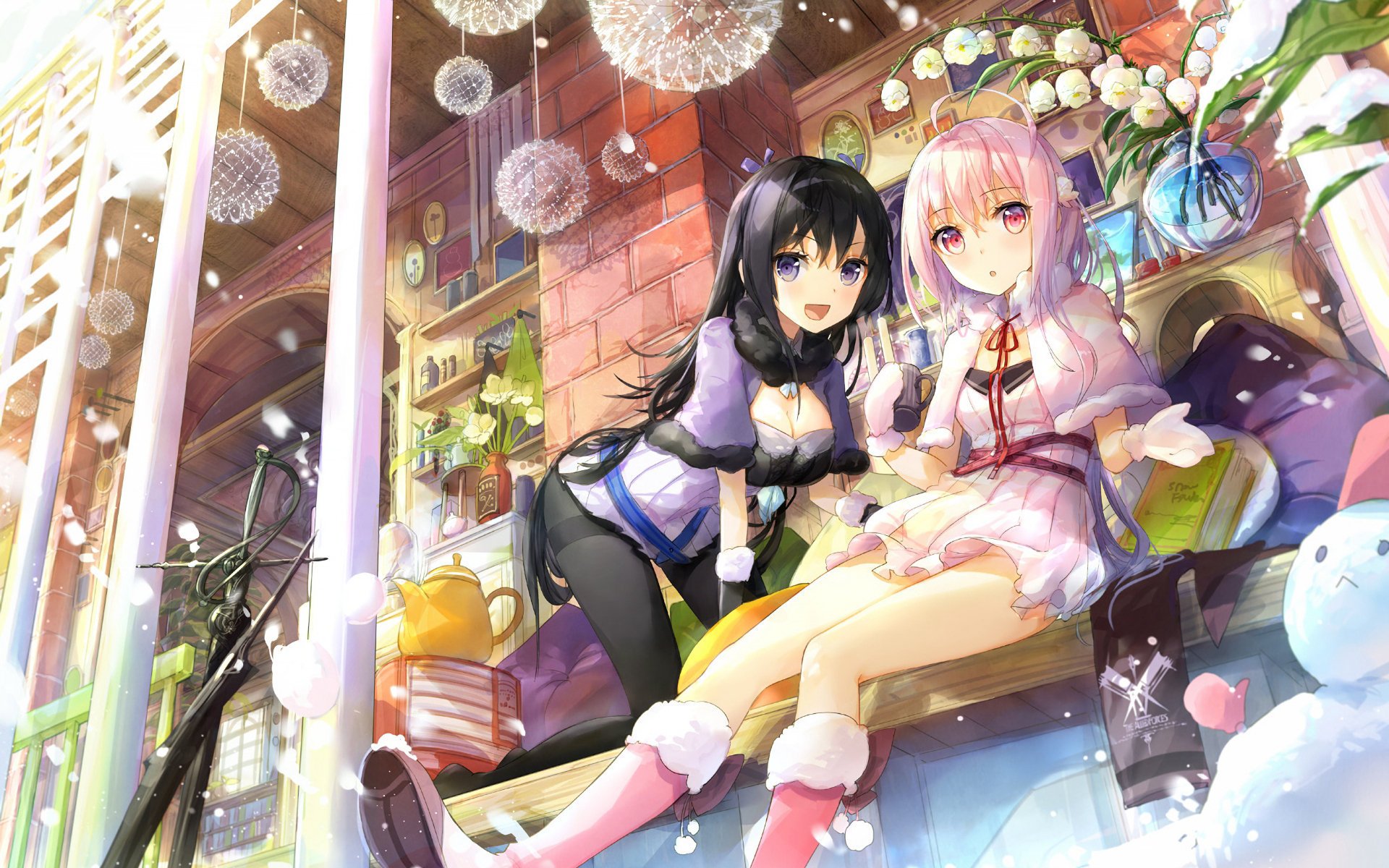 卡通人物 二次元 姐妹 圣诞 雪人