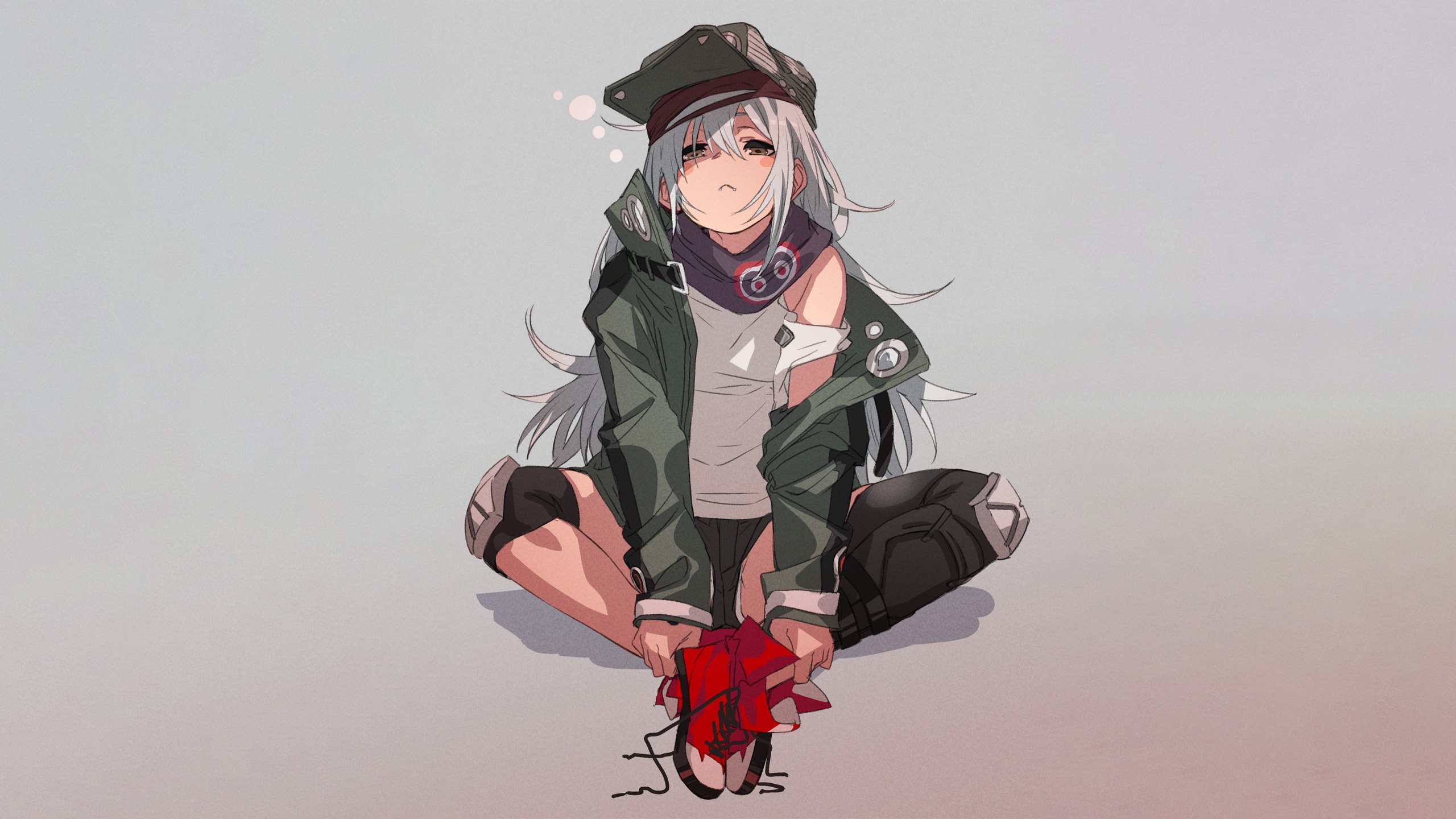 卡通人物 帽子 风衣 白发