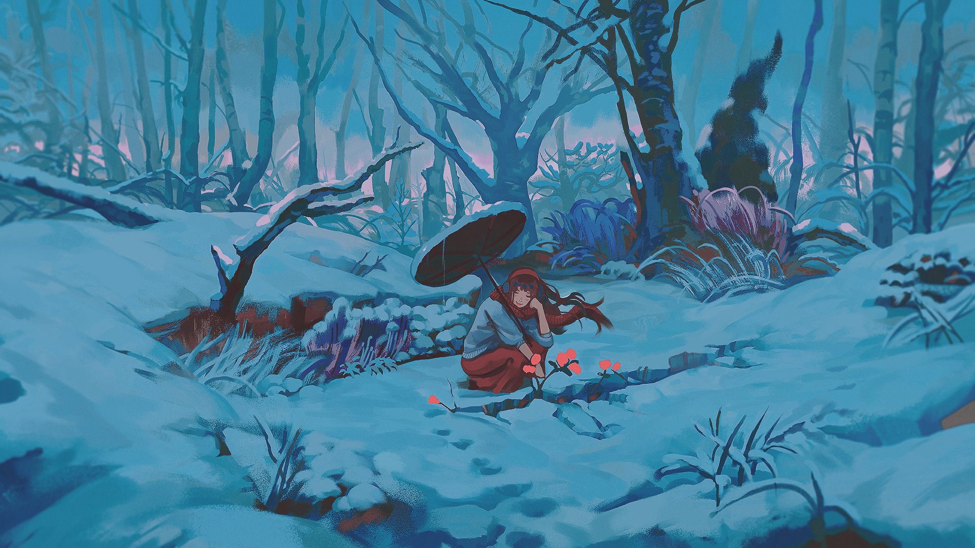 冰天雪地 冬去春来 女孩 寒冬