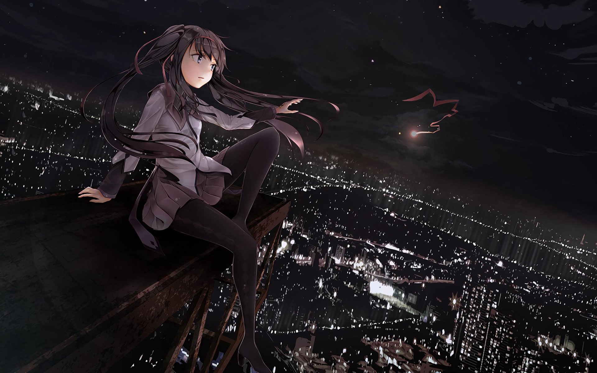 卡通人物 二次元 夜空 城市