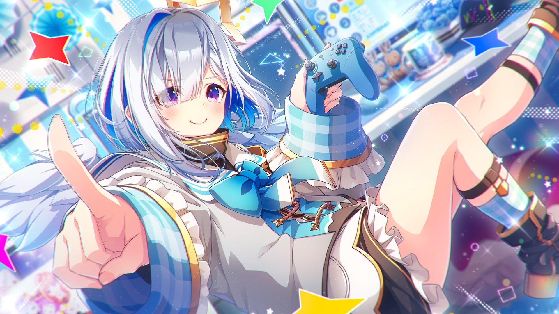 游戏少女 手柄 食指