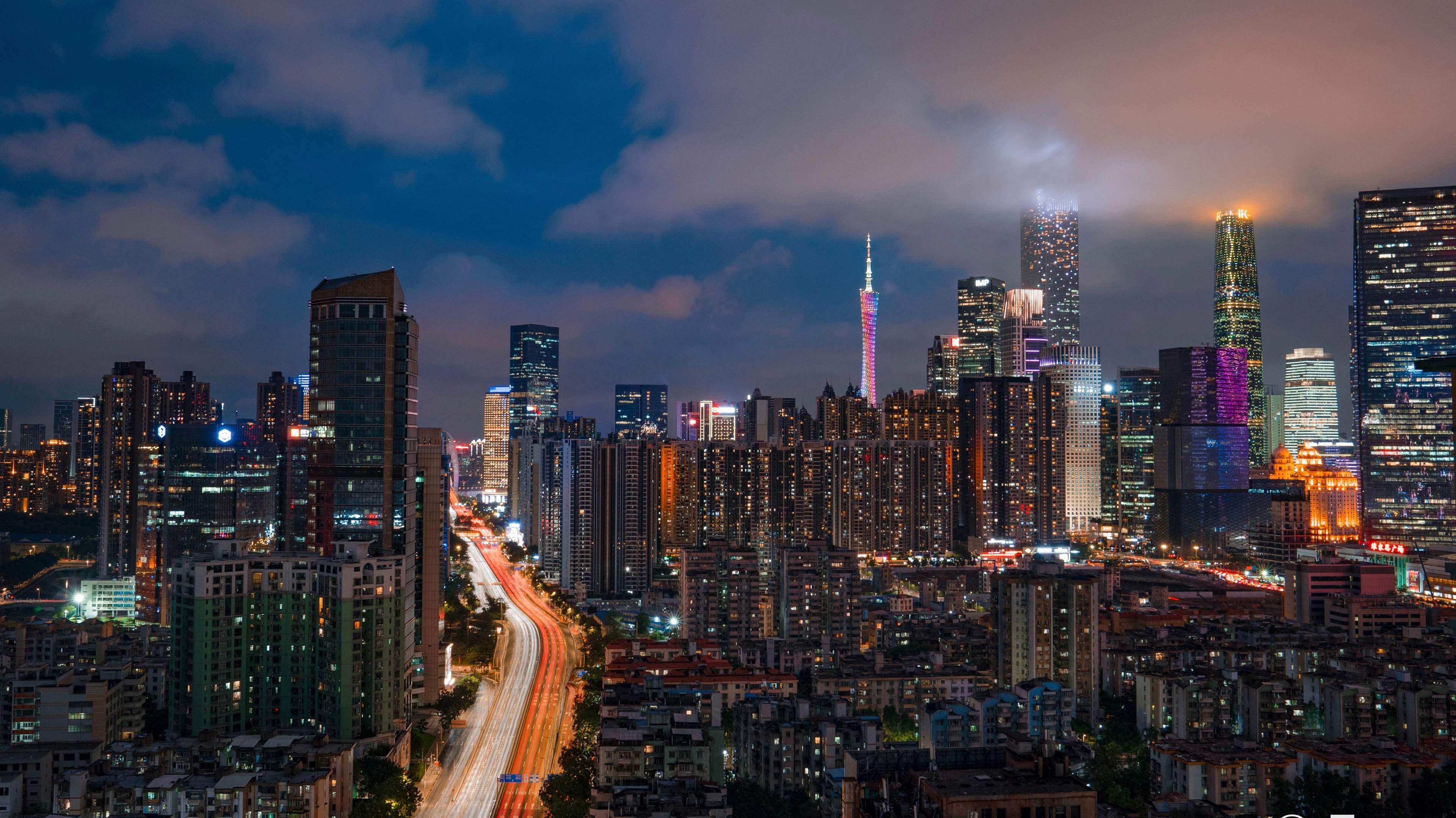 城市夜景 广州 夜晚风景 电视塔