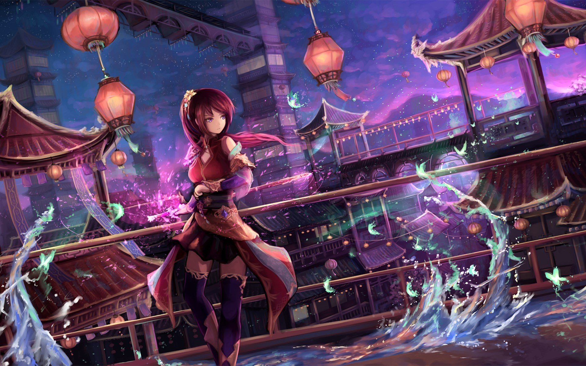 卡通人物 宫殿 灯笼