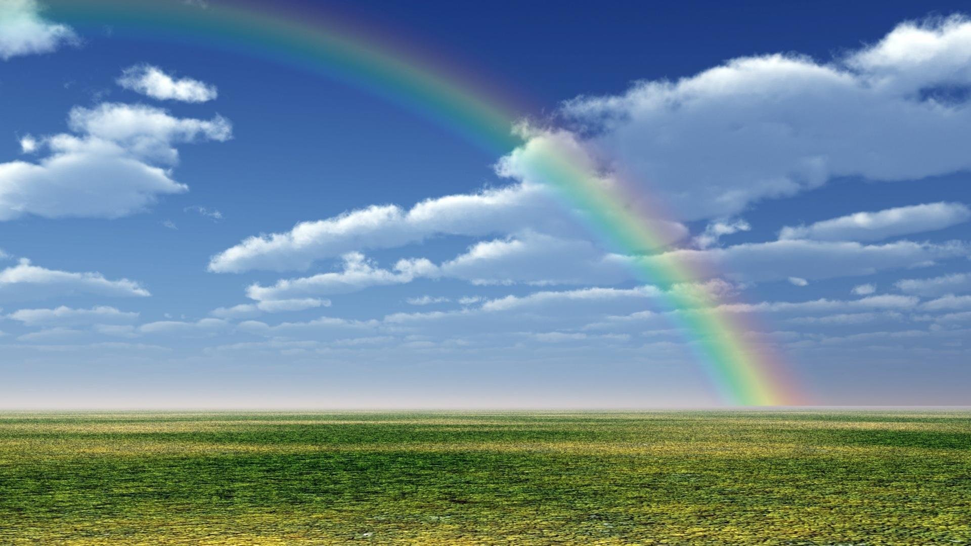 蓝天白云 彩虹 草原 云朵
