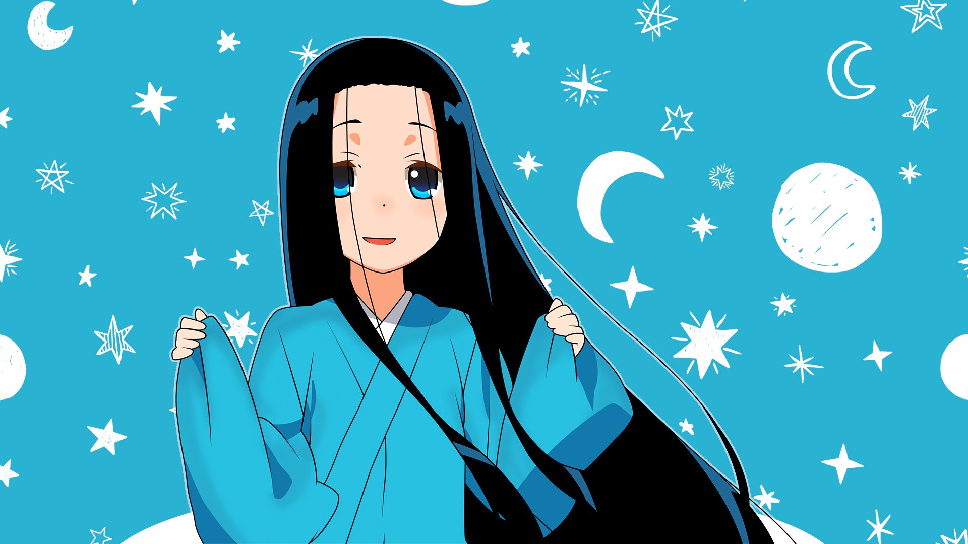 可爱 长发 星星 月亮 背景墙