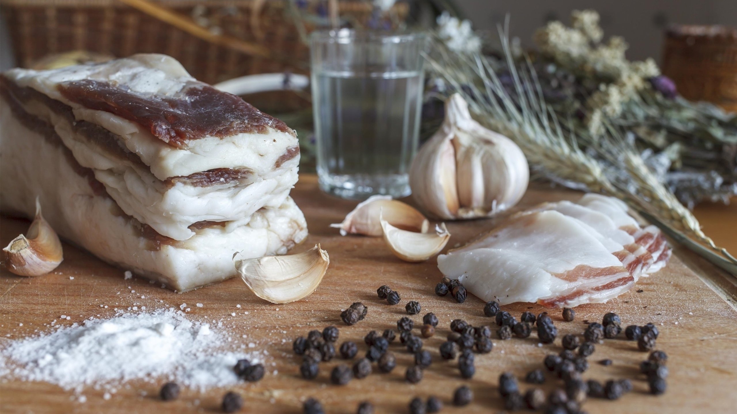 静物写真 猪肉 蒜 五花肉