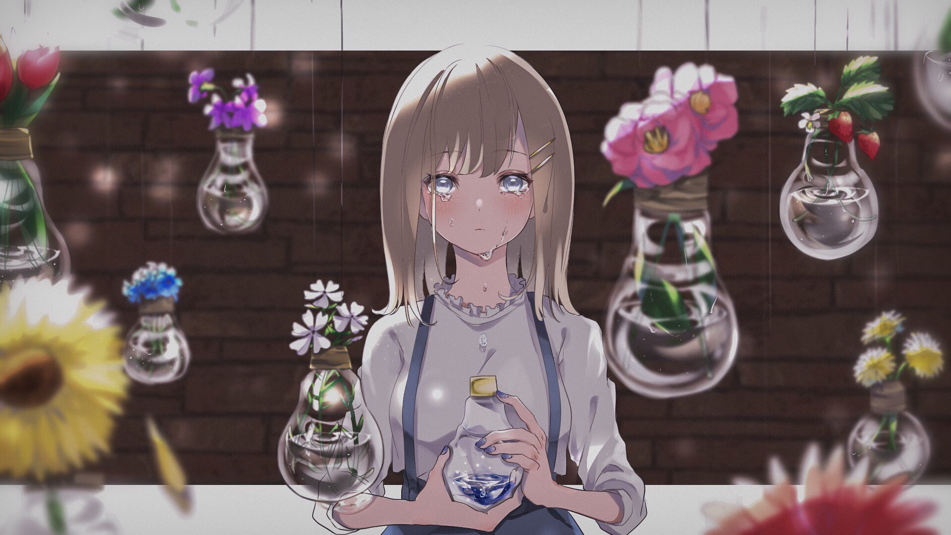 少女 玻璃 泪水