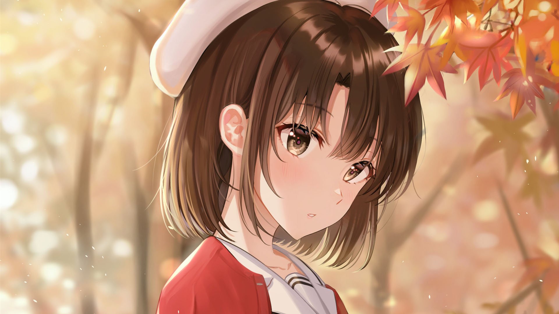 卡通人物 二次元 枫叶 学妹 制服 萌妹子