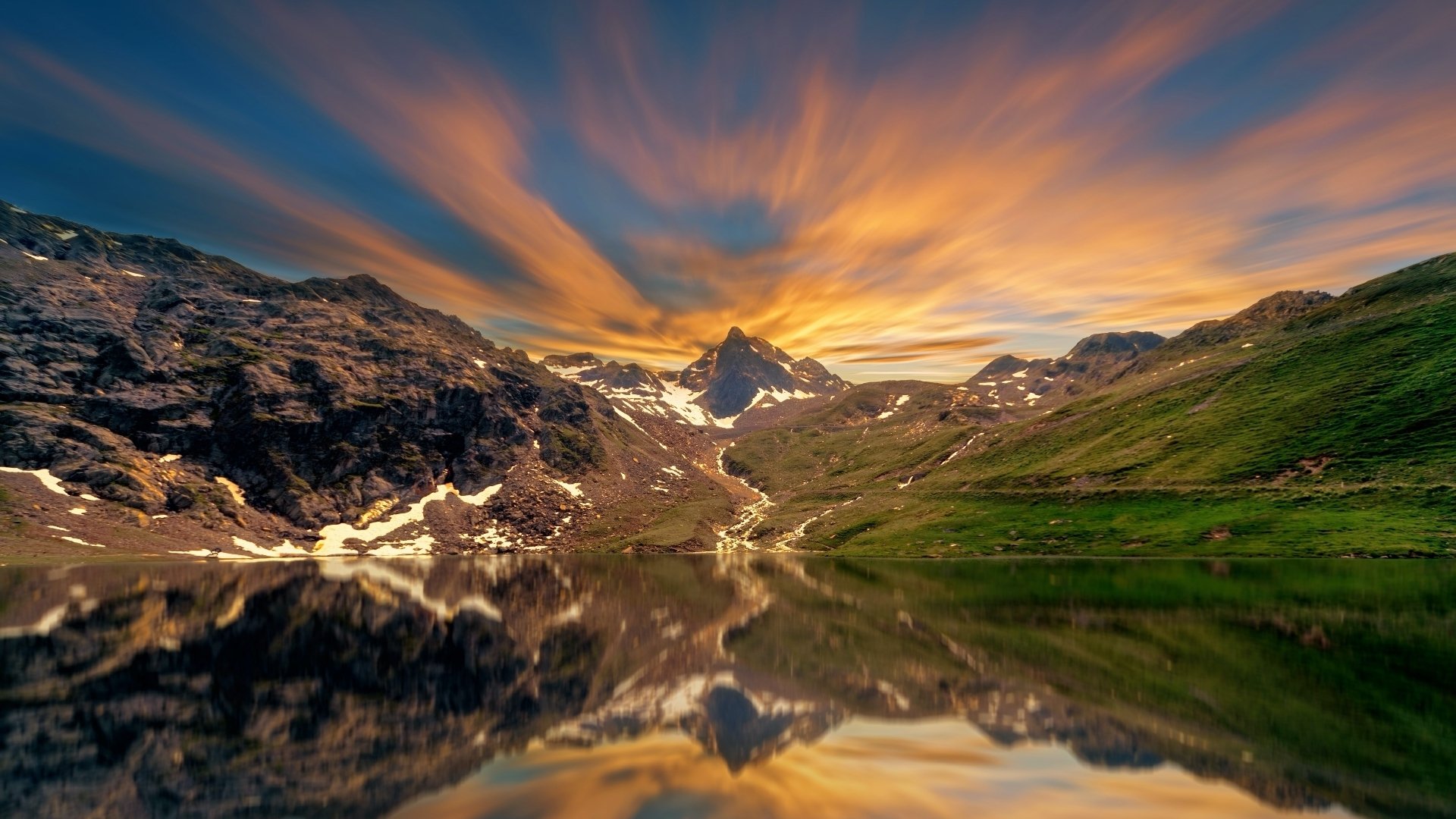夕阳 自然风光 高山