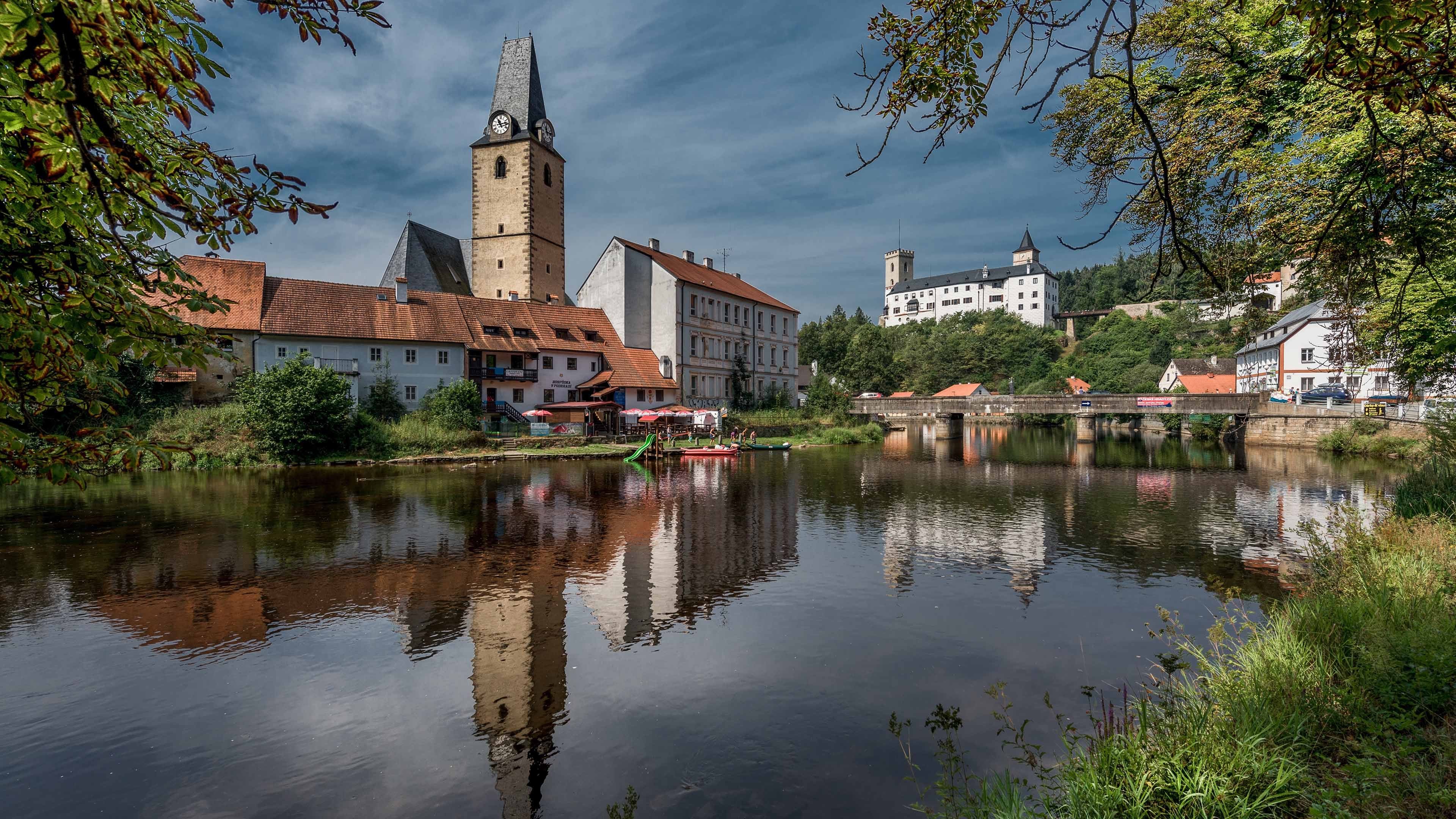 自然风光 湖 欧洲建筑 倒影